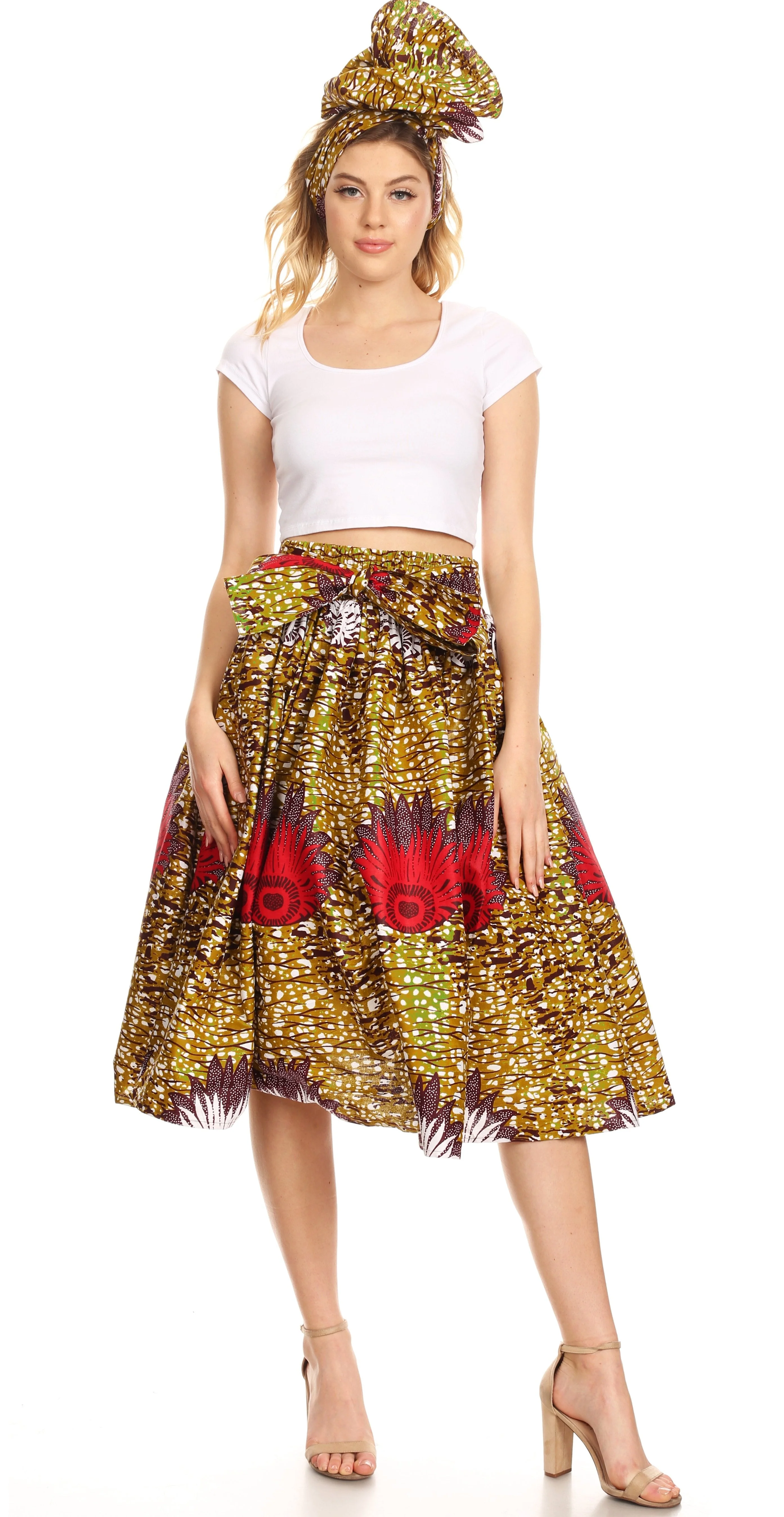 Sakkas African Dutch Ankara Wax Print Full Circle Skirt - Image 161