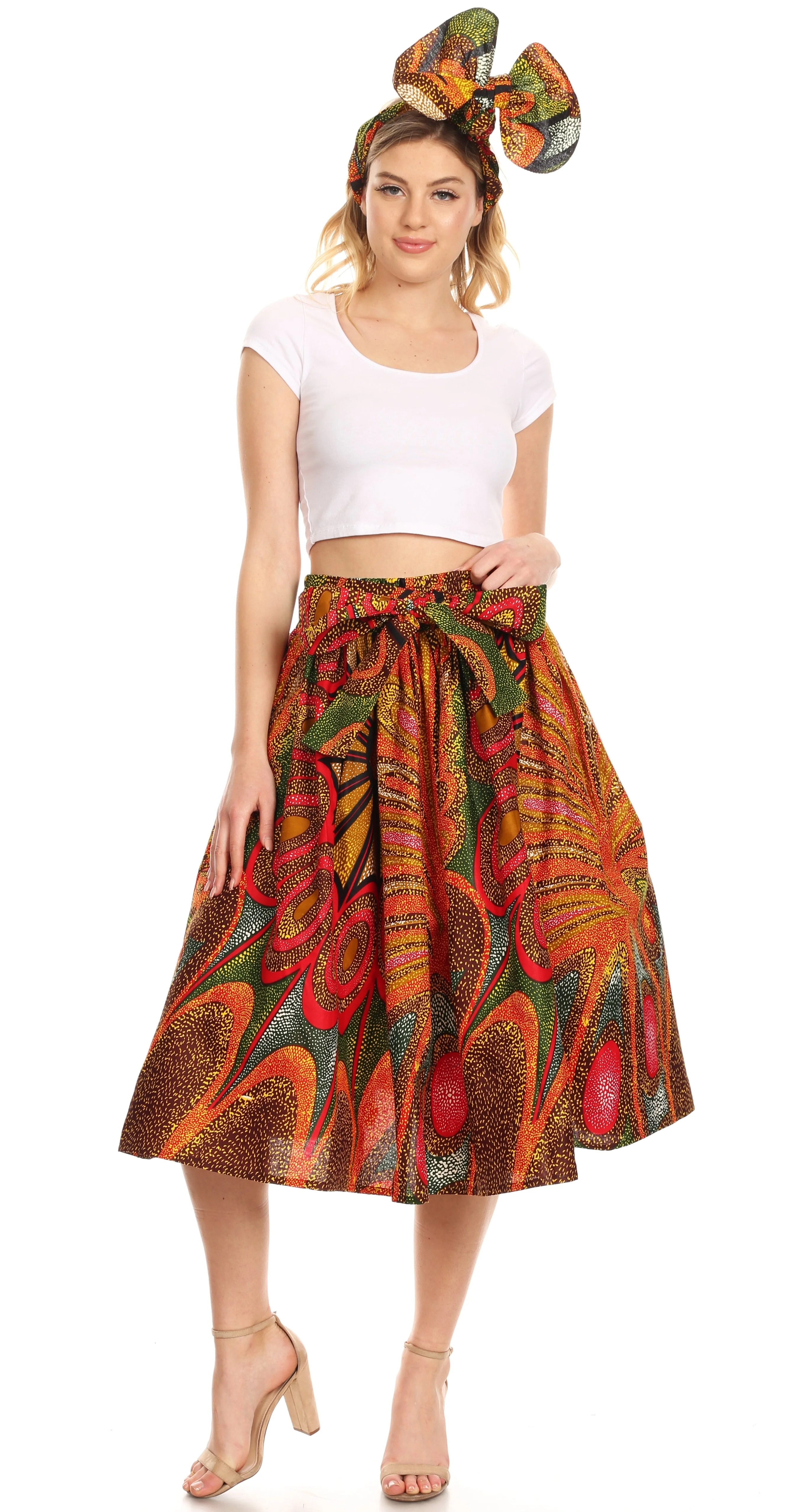 Sakkas African Dutch Ankara Wax Print Full Circle Skirt - Image 164