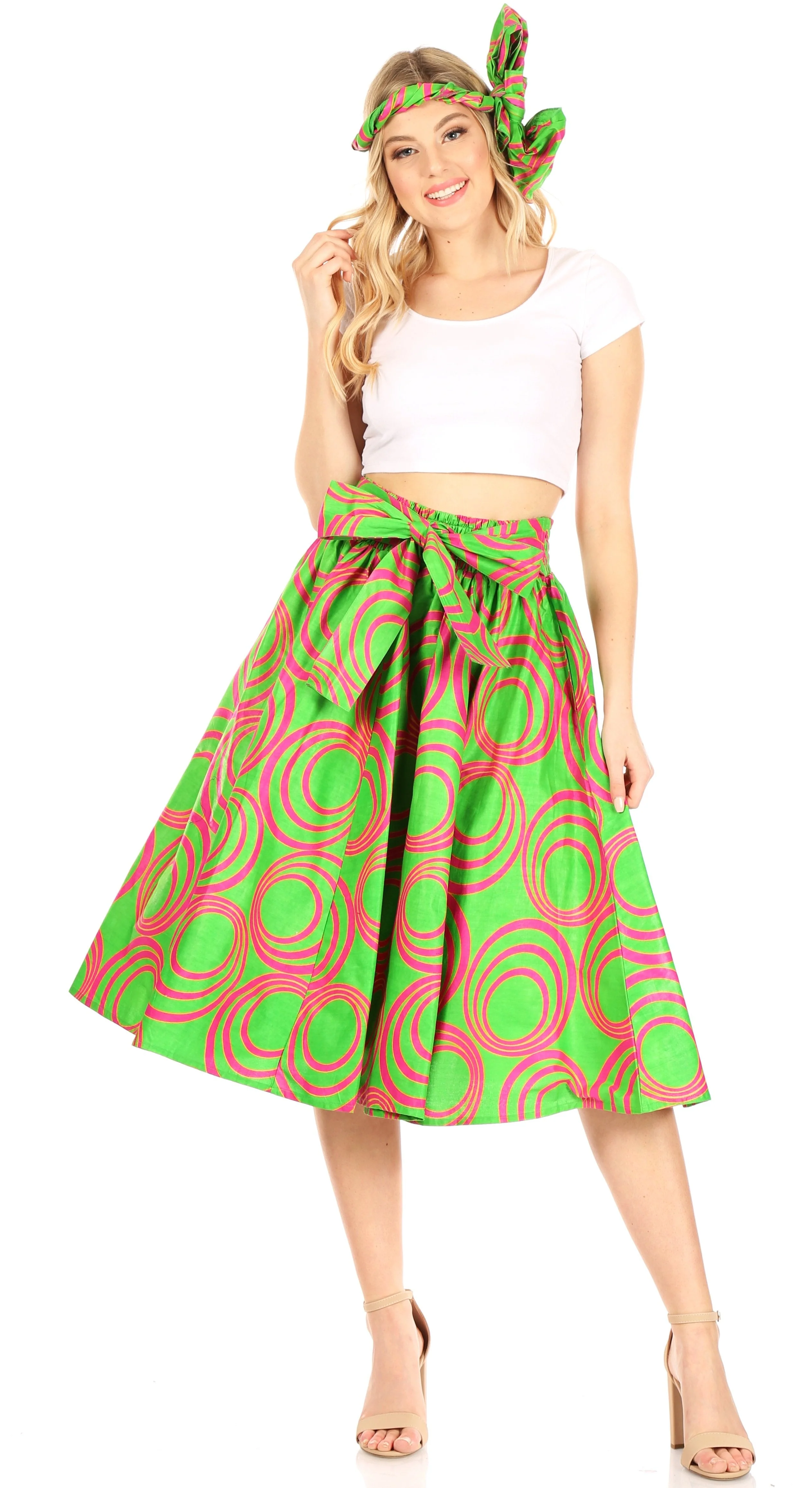 Sakkas African Dutch Ankara Wax Print Full Circle Skirt - Image 219