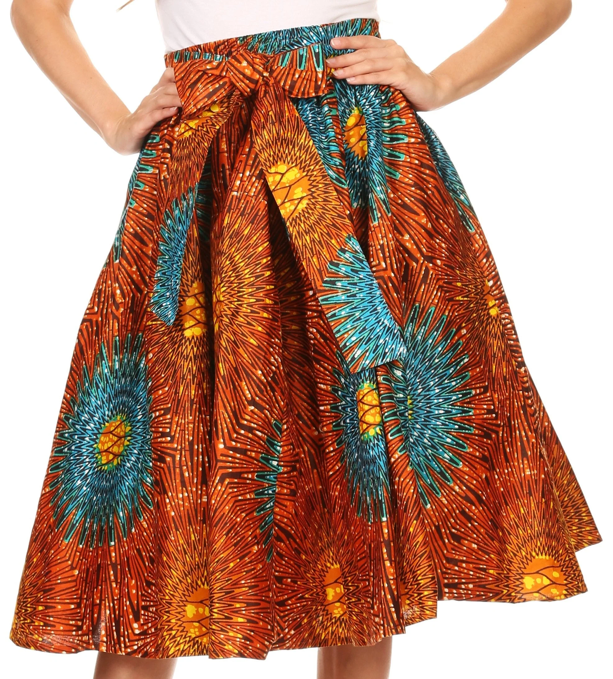 Sakkas African Dutch Ankara Wax Print Full Circle Skirt - Image 48