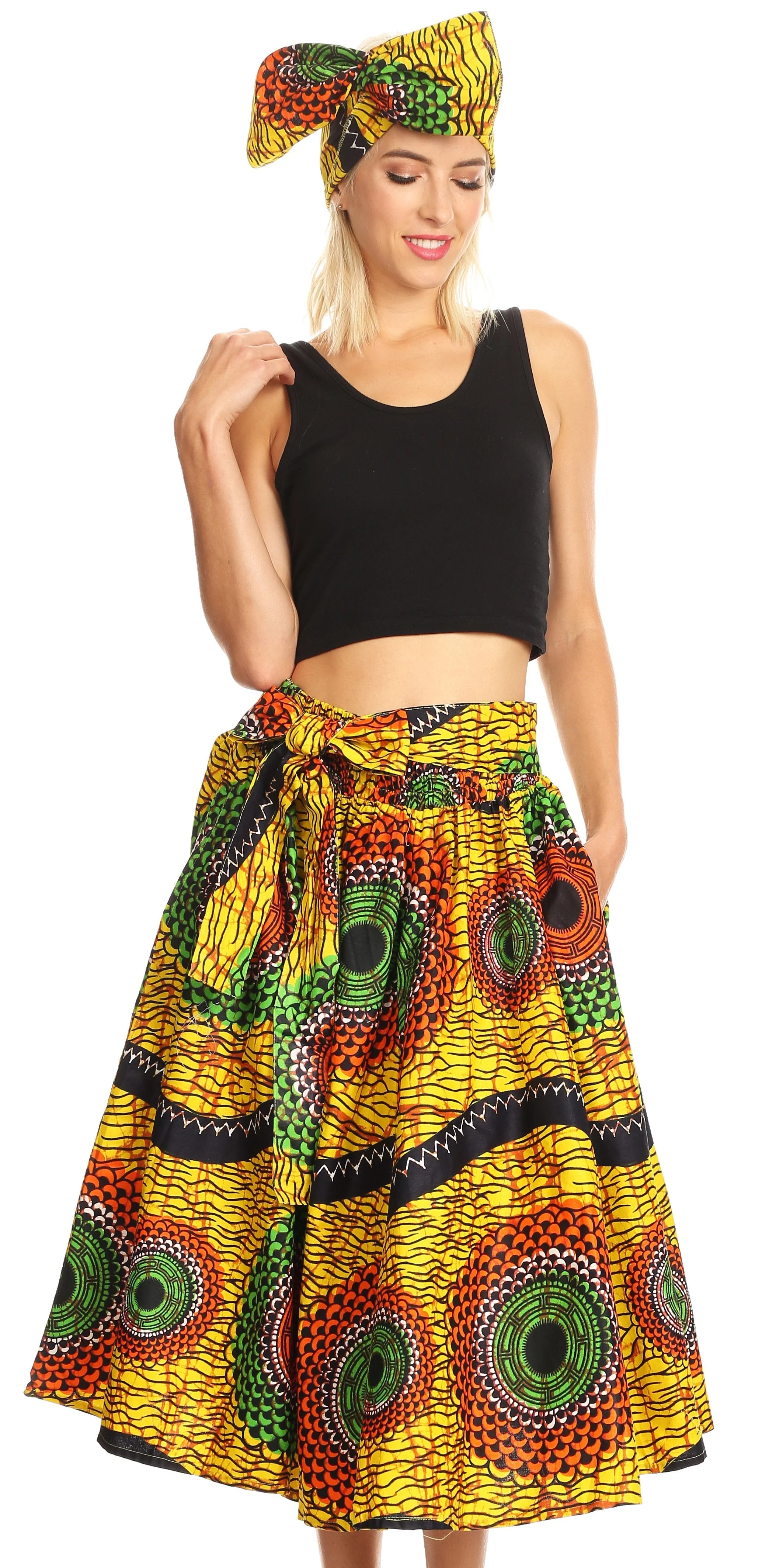 Sakkas African Dutch Ankara Wax Print Full Circle Skirt - Image 80