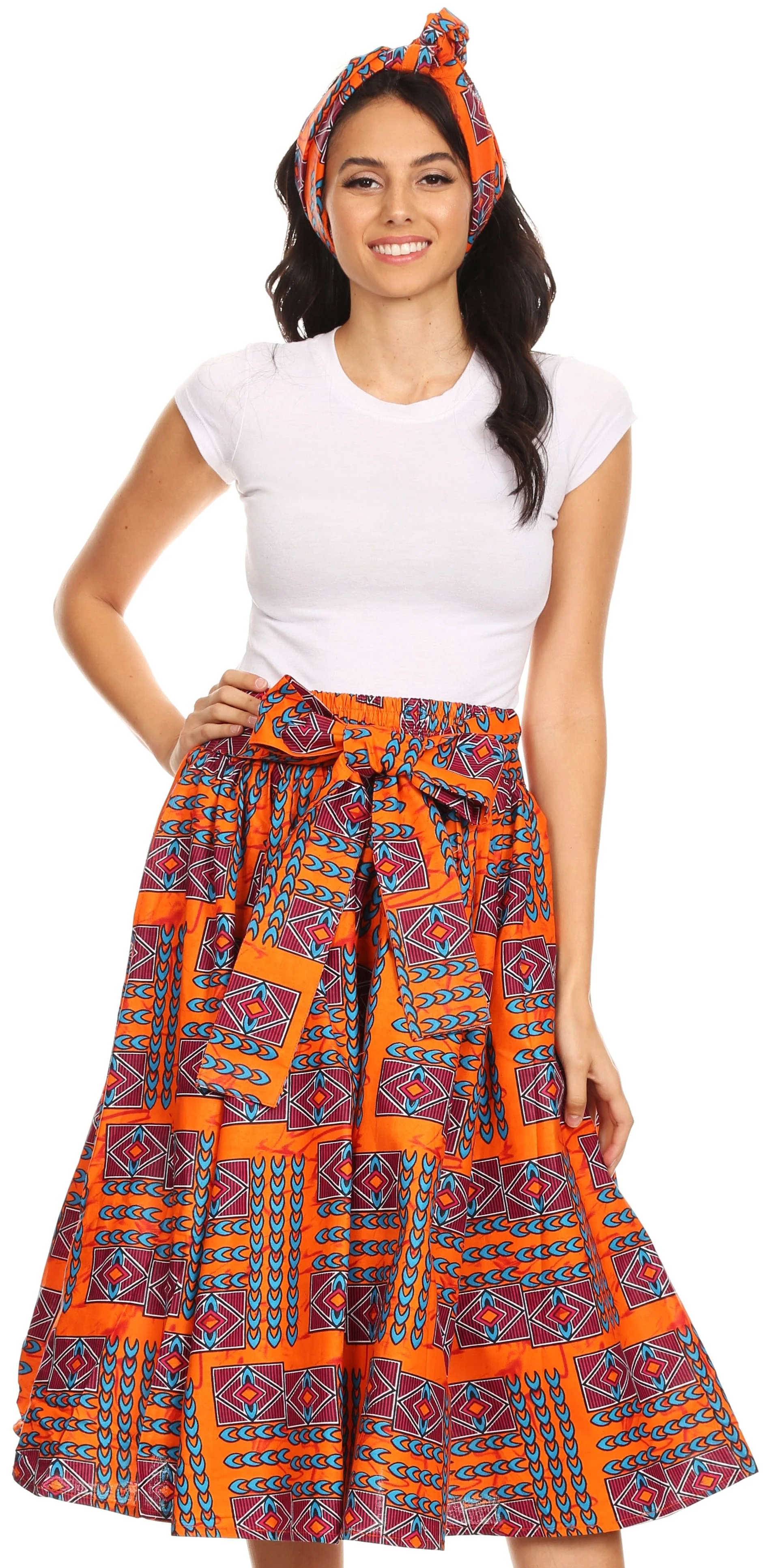 Sakkas African Dutch Ankara Wax Print Full Circle Skirt - Image 95