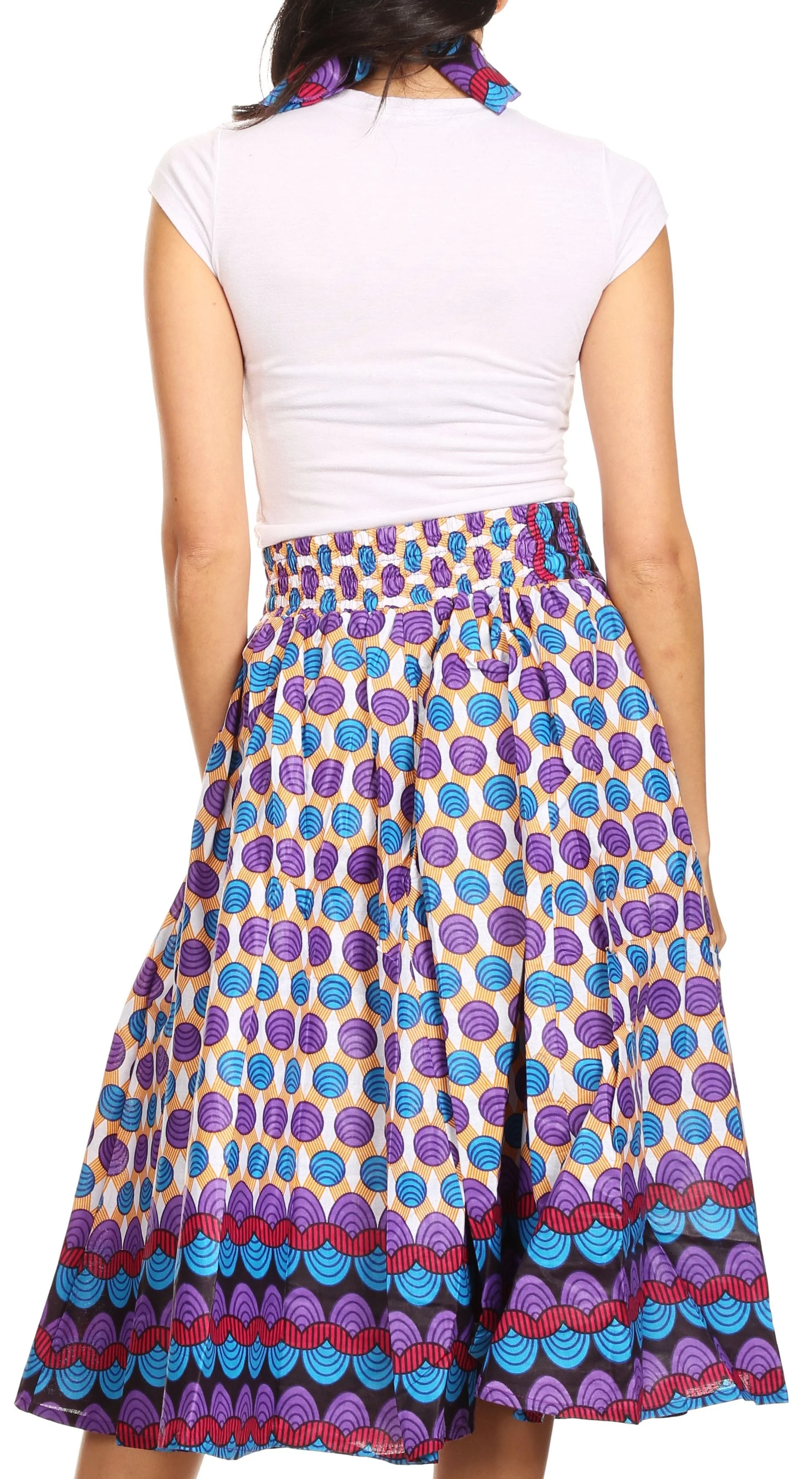 Sakkas African Dutch Ankara Wax Print Full Circle Skirt - Image 97