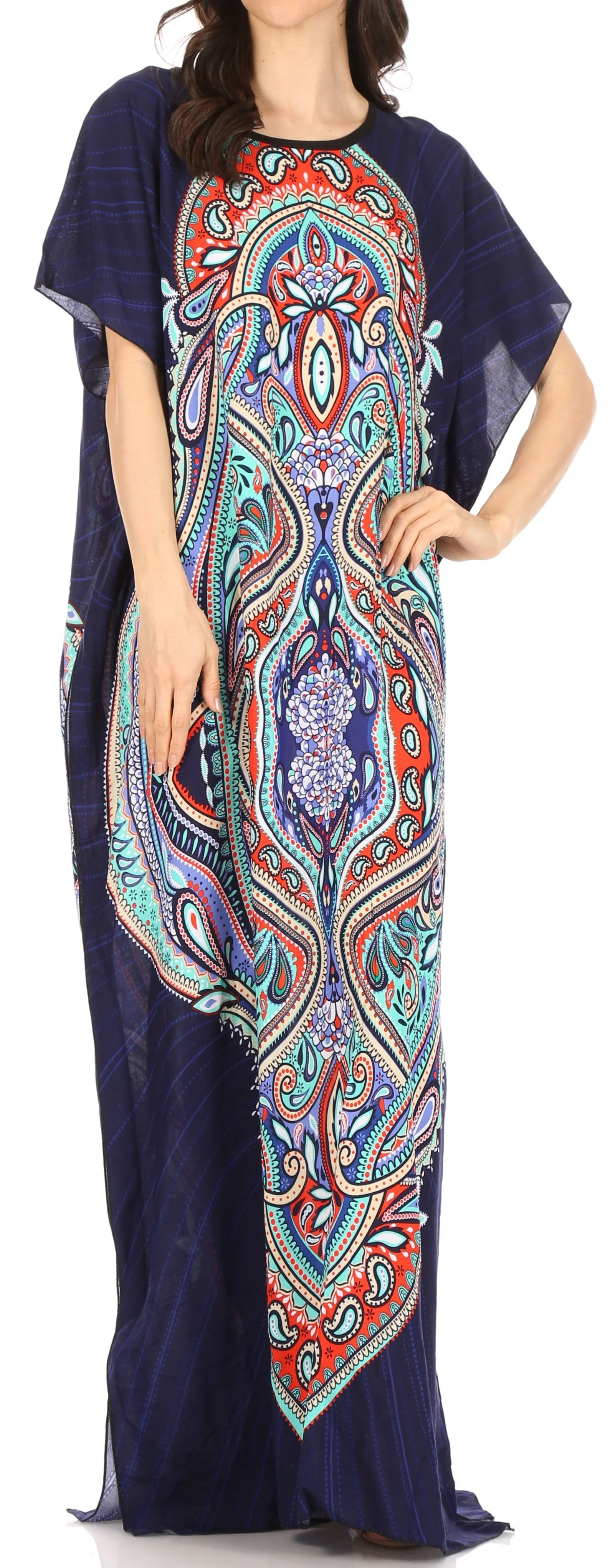 Sakkas Aggy Womens Dashiki African Print Caftan Dress Maxi Boho Hippie Colorful - Image 21