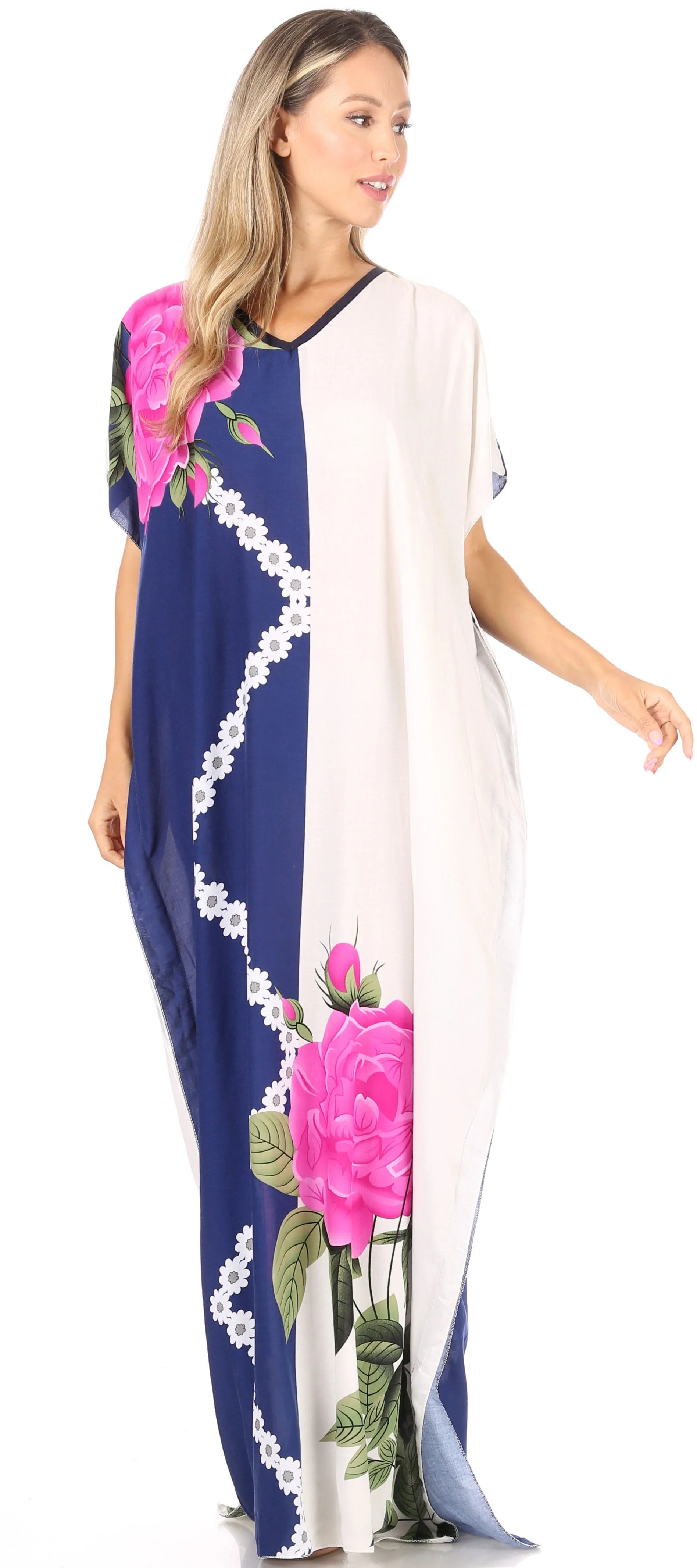 Sakkas Aggy Womens Dashiki African Print Caftan Dress Maxi Boho Hippie Colorful - Image 85