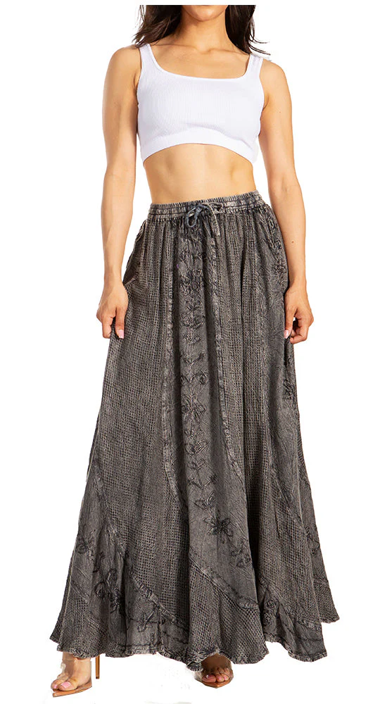 Sakkas Ahaana Women Renaissance Boho Rayon Maxi Embroidered Paneled Summer Skirt - Image 11