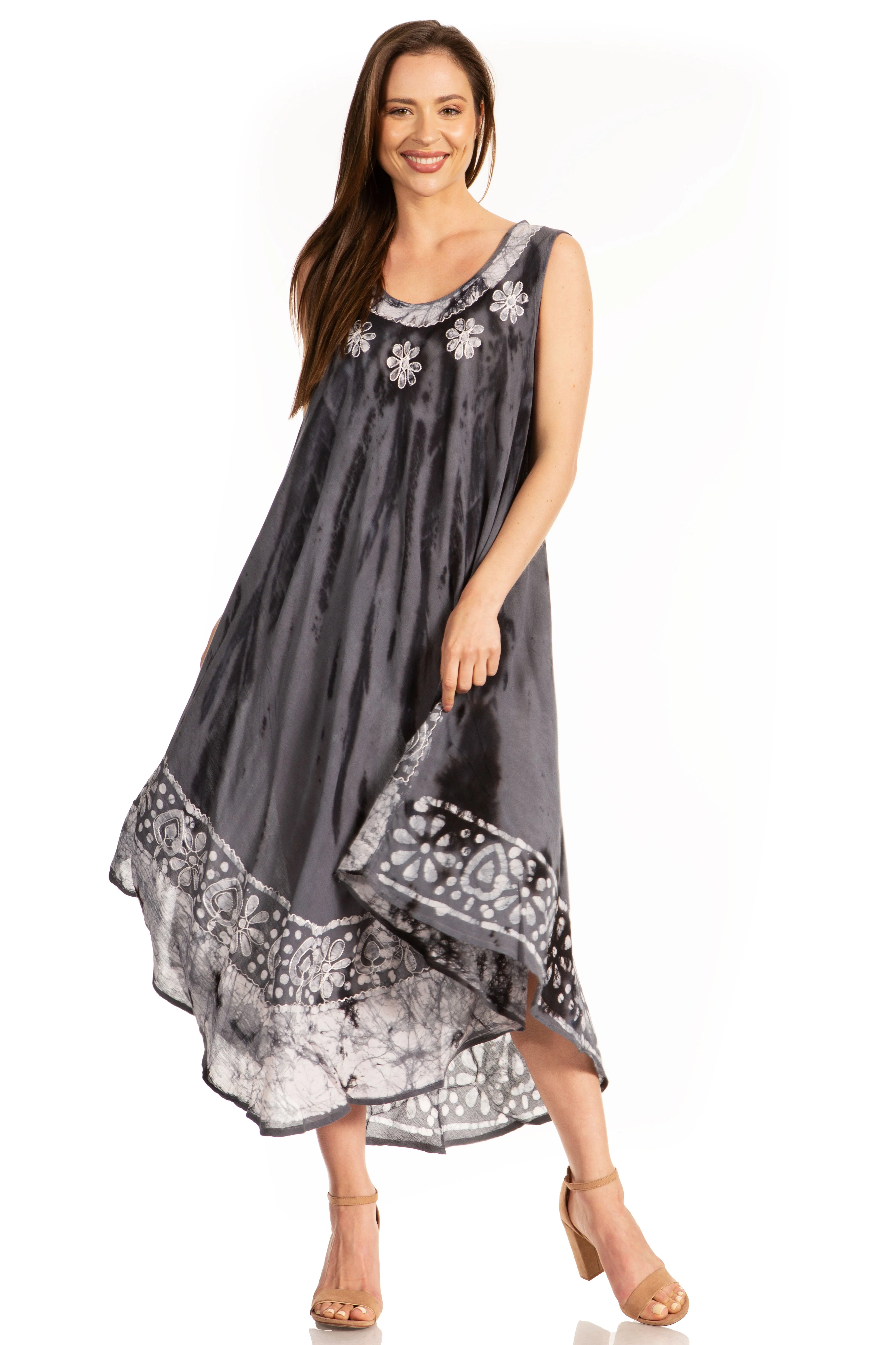 Sakkas Alexis Embroidered Long Sleeveless Floral Caftan Dress / Cover Up - Image 15