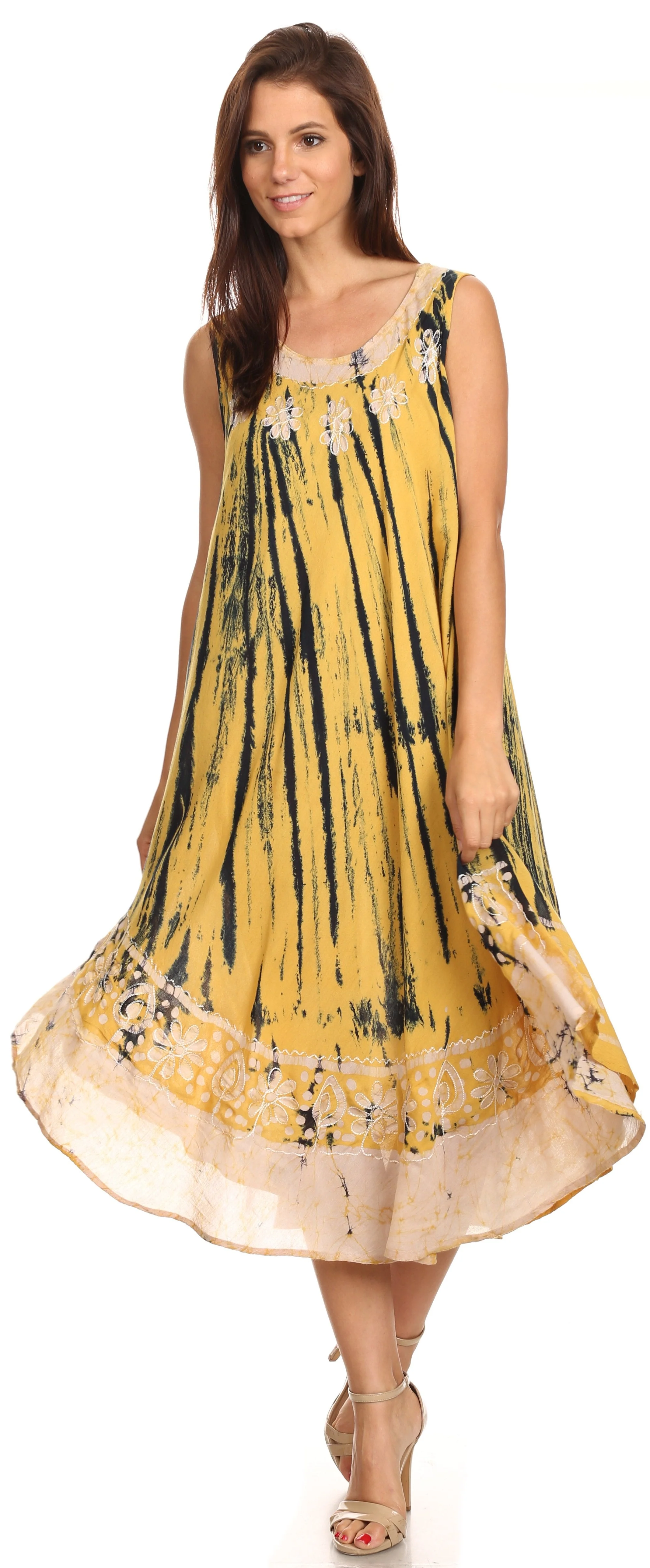 Sakkas Alexis Embroidered Long Sleeveless Floral Caftan Dress / Cover Up - Image 20