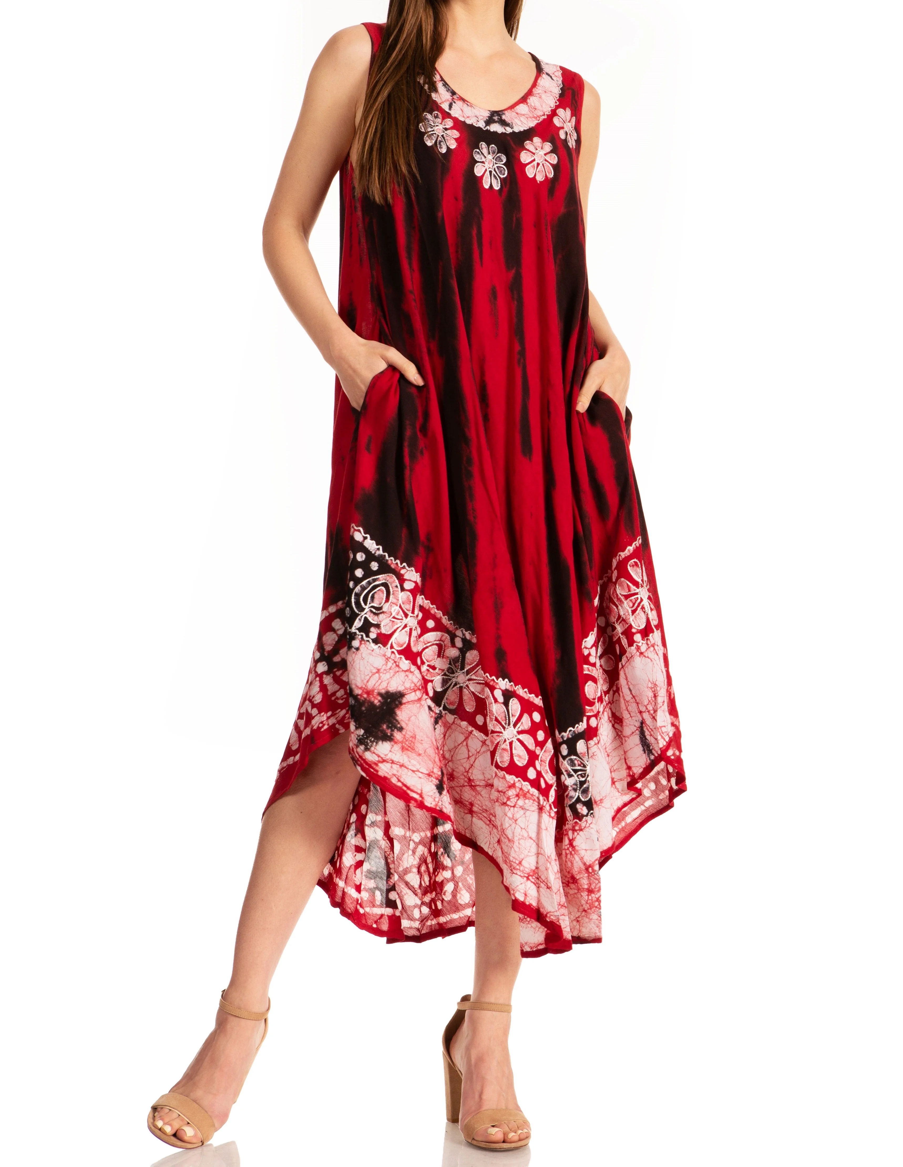 Sakkas Alexis Embroidered Long Sleeveless Floral Caftan Dress / Cover Up - Image 26