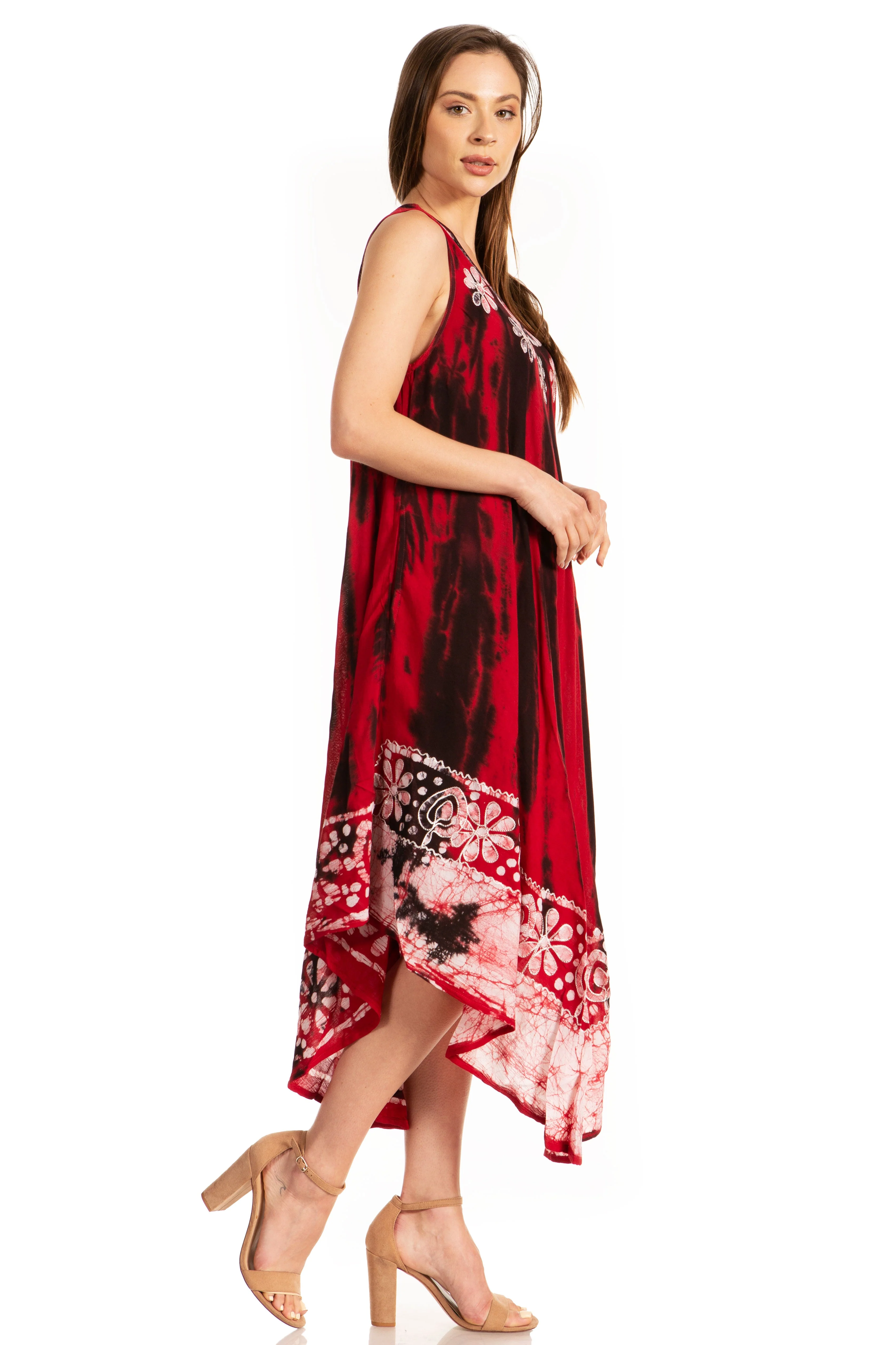 Sakkas Alexis Embroidered Long Sleeveless Floral Caftan Dress / Cover Up - Image 28