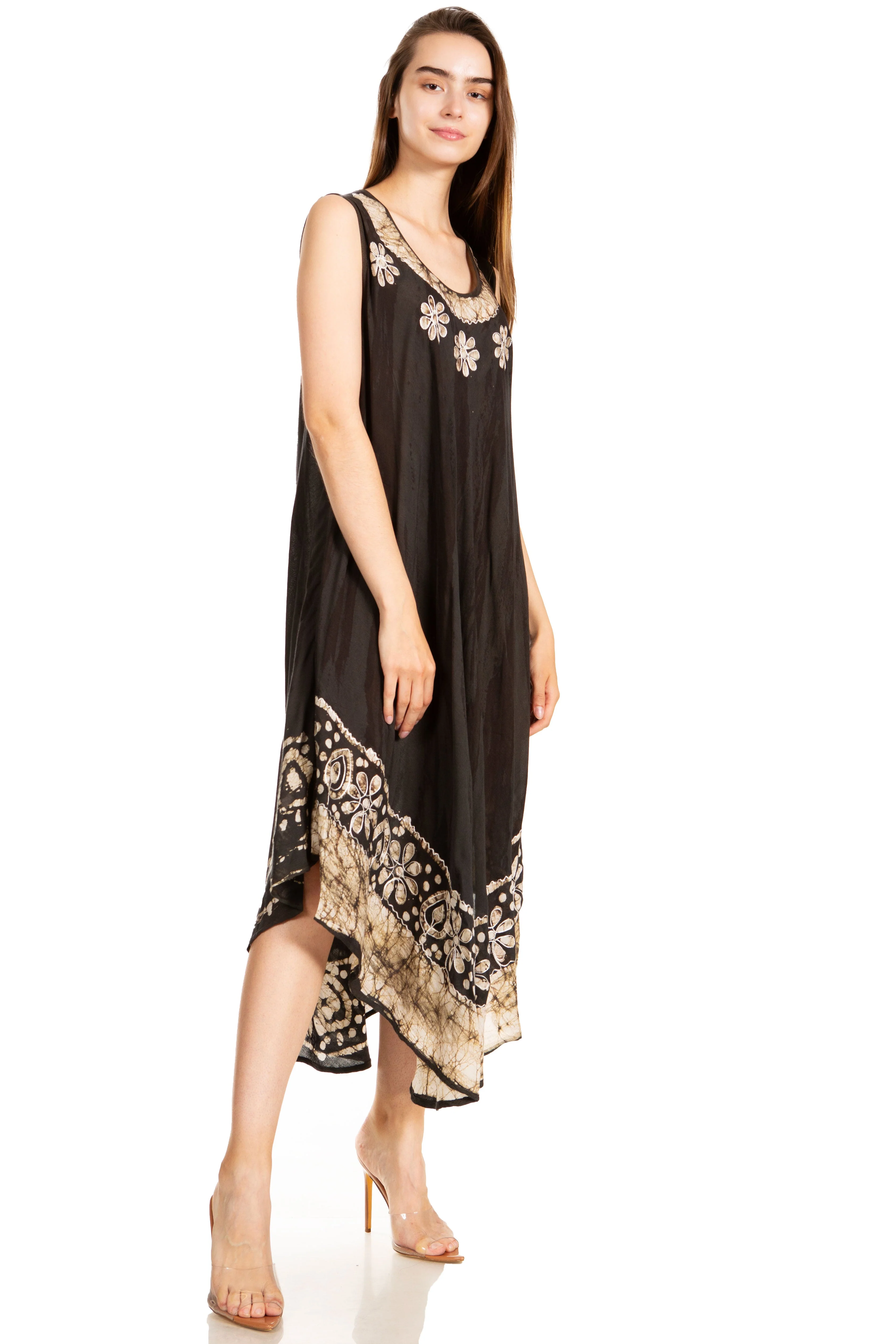 Sakkas Alexis Embroidered Long Sleeveless Floral Caftan Dress / Cover Up - Image 44