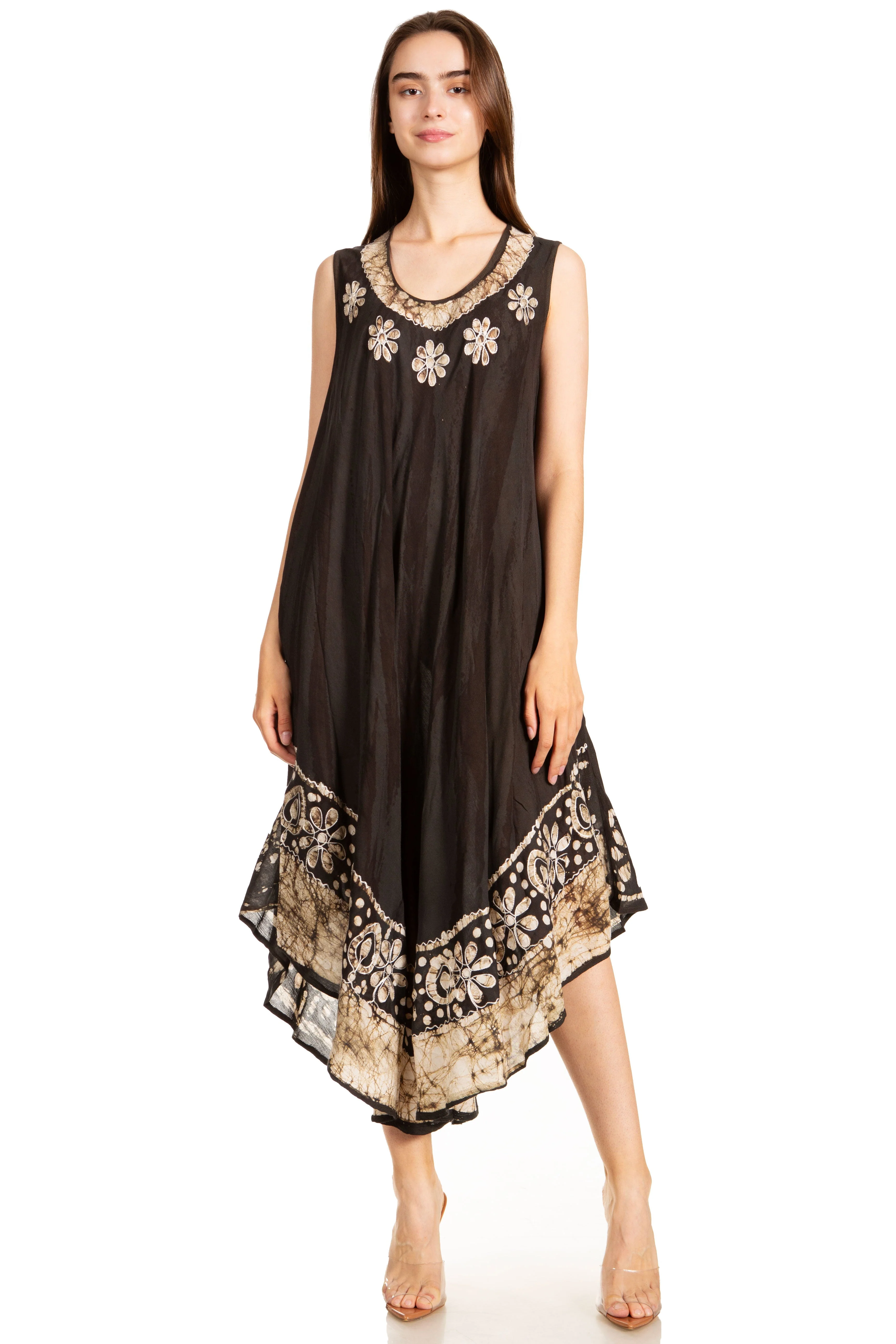 Sakkas Alexis Embroidered Long Sleeveless Floral Caftan Dress / Cover Up - Image 45