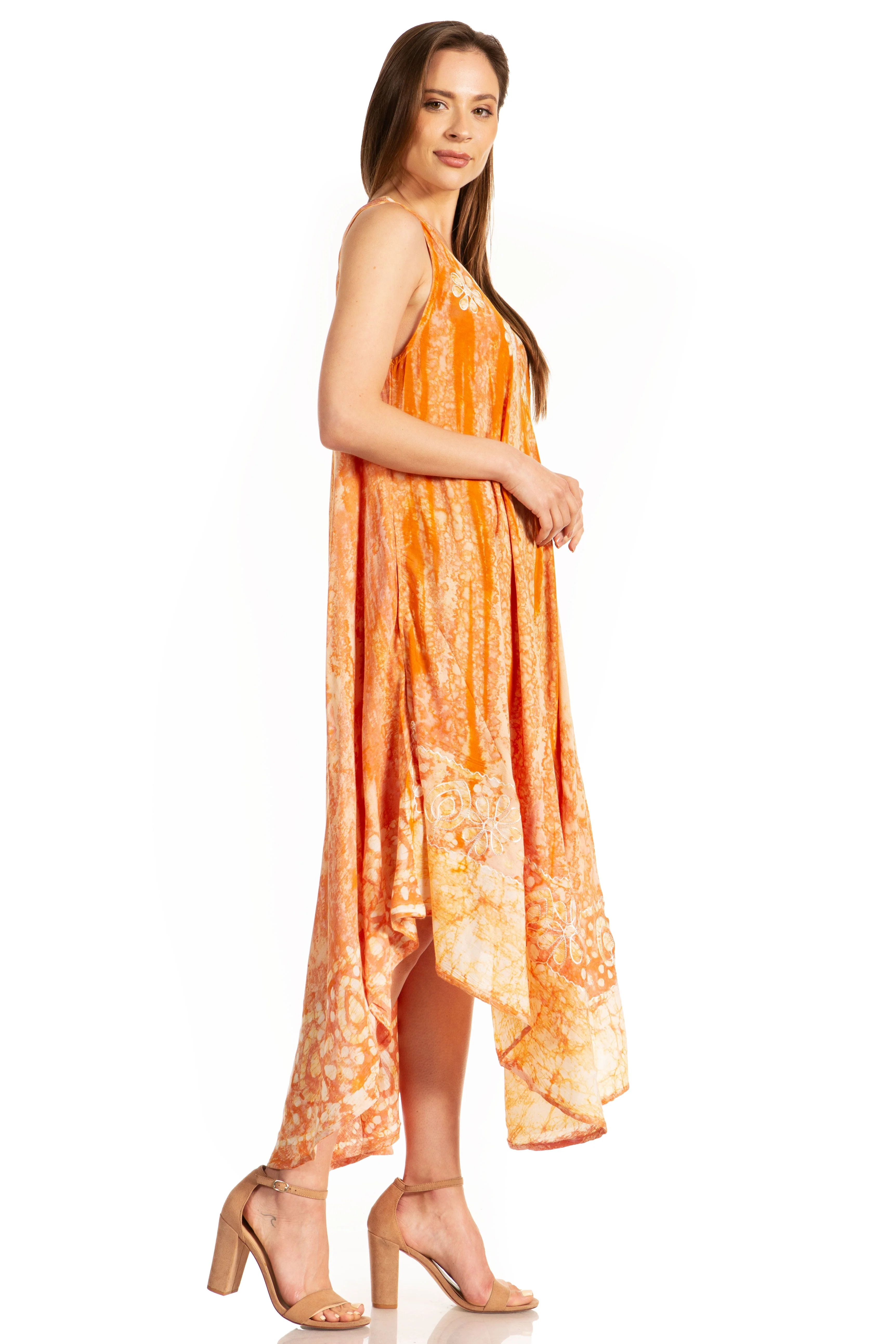 Sakkas Alexis Embroidered Long Sleeveless Floral Caftan Dress / Cover Up - Image 63