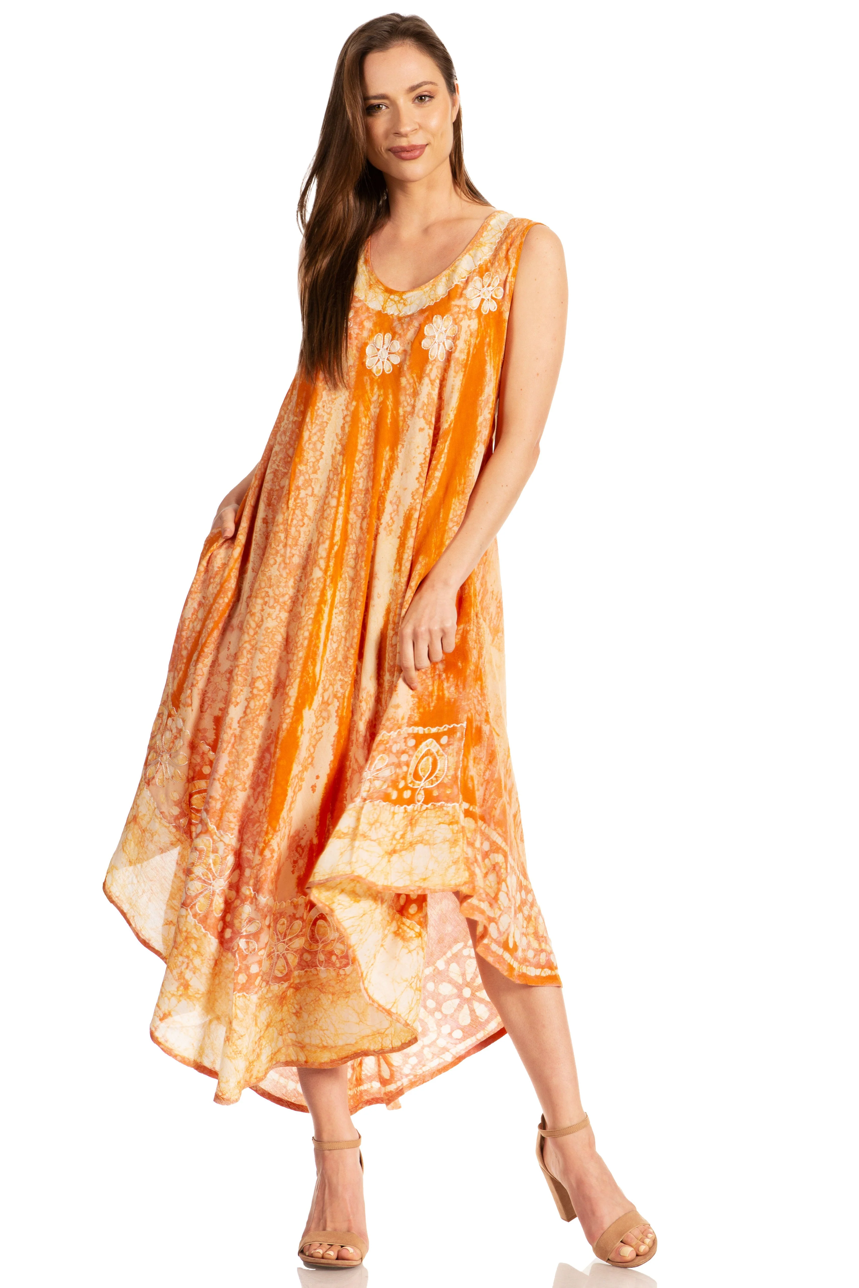 Sakkas Alexis Embroidered Long Sleeveless Floral Caftan Dress / Cover Up - Image 65