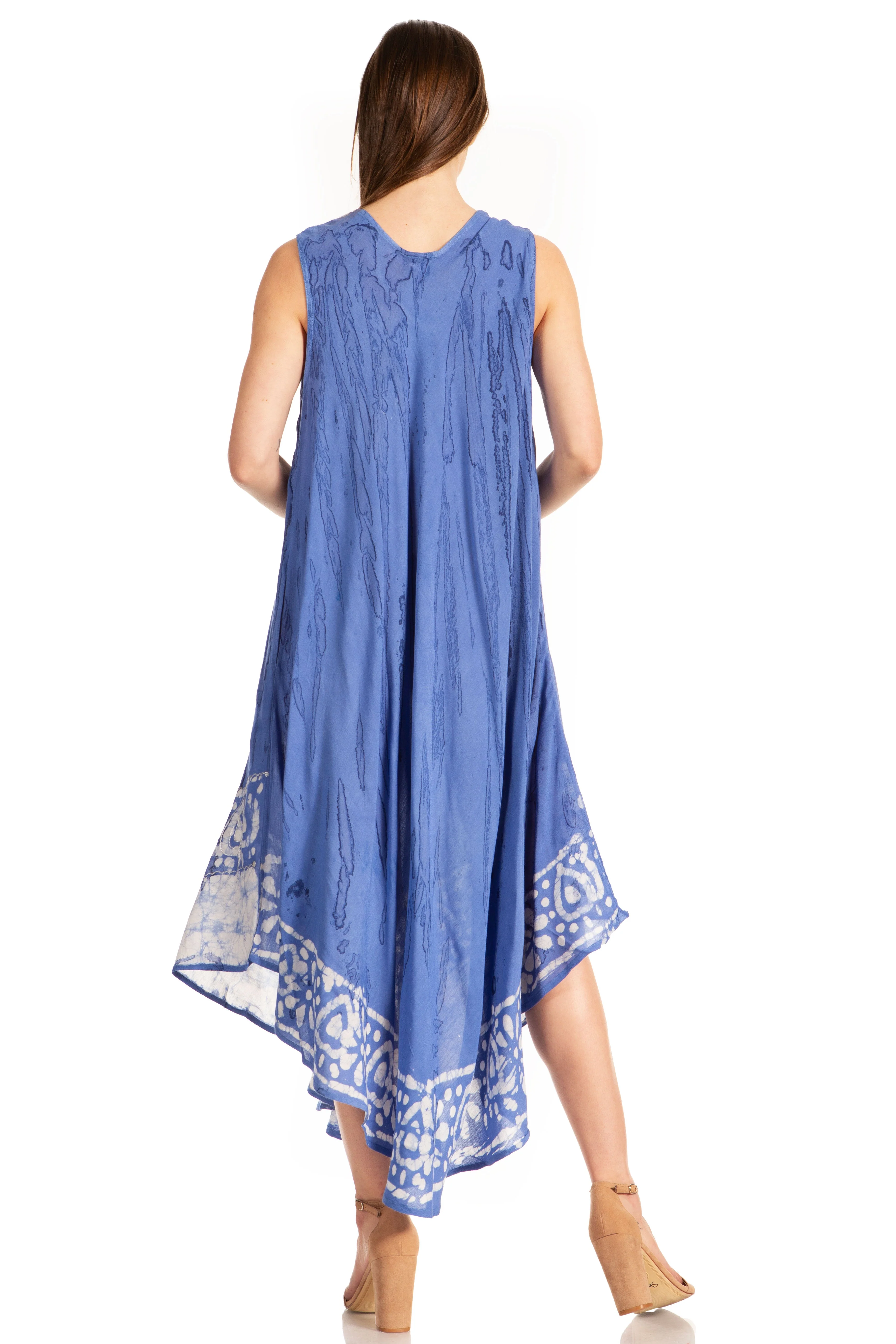 Sakkas Alexis Embroidered Long Sleeveless Floral Caftan Dress / Cover Up - Image 7