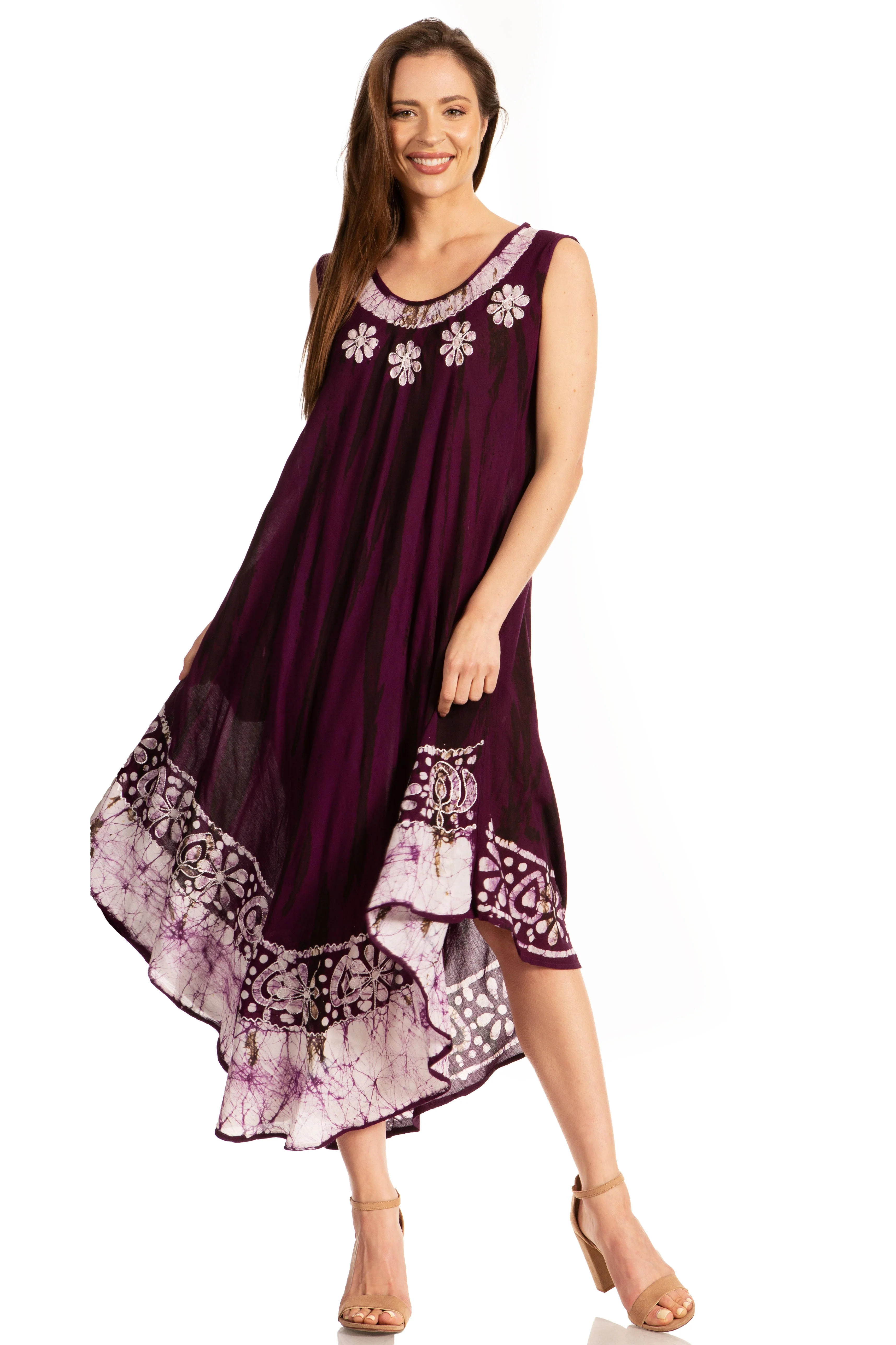 Sakkas Alexis Embroidered Long Sleeveless Floral Caftan Dress / Cover Up - Image 75
