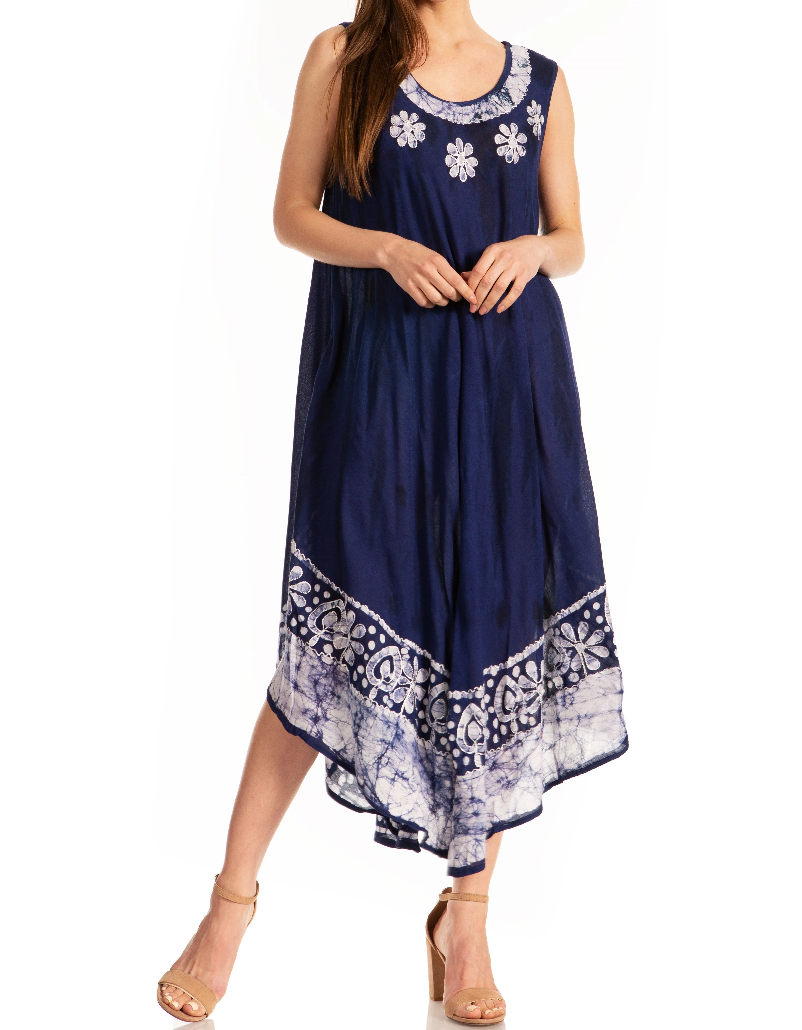 Sakkas Alexis Embroidered Long Sleeveless Floral Caftan Dress / Cover Up - Image 76