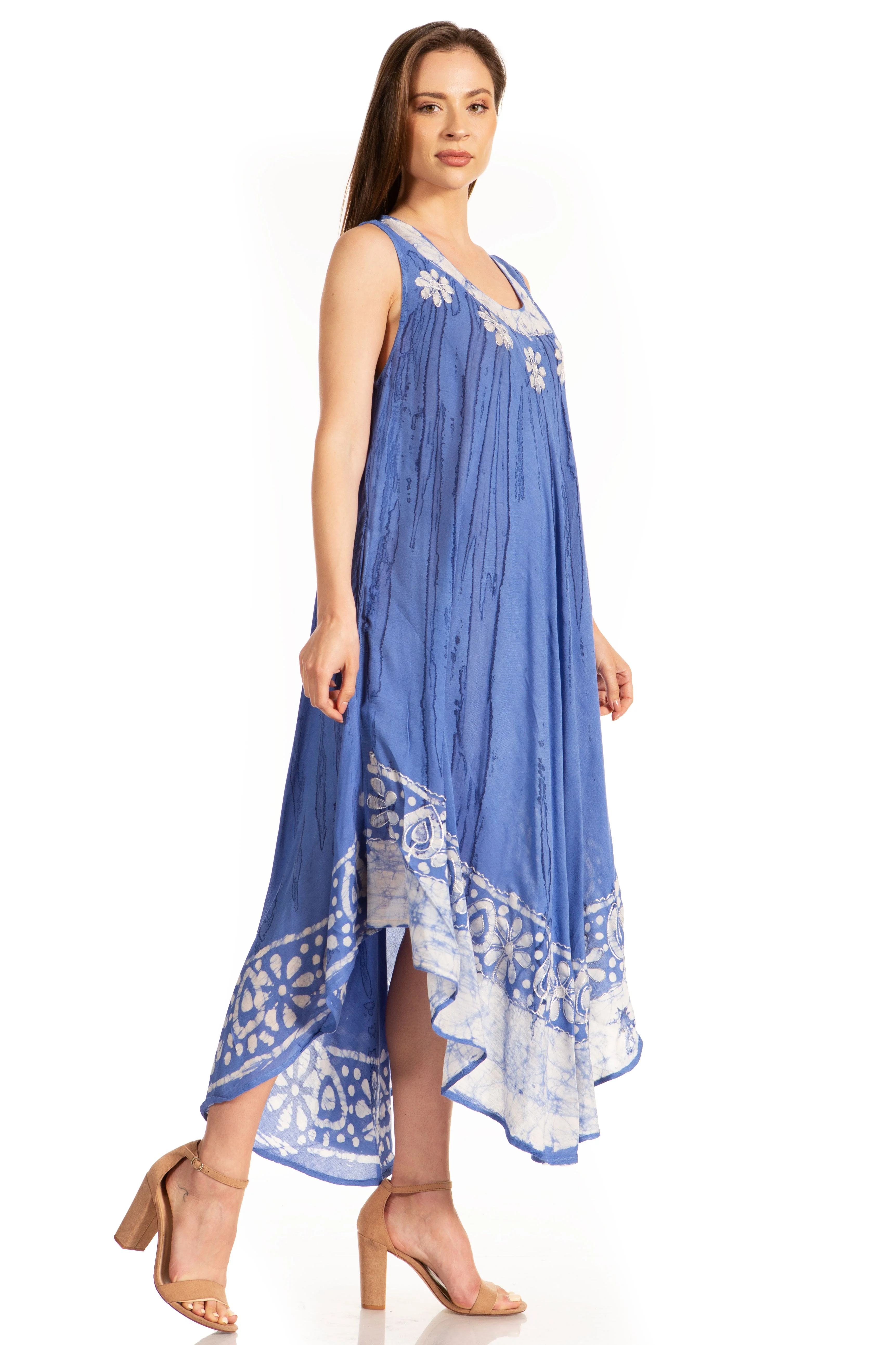 Sakkas Alexis Embroidered Long Sleeveless Floral Caftan Dress / Cover Up - Image 8