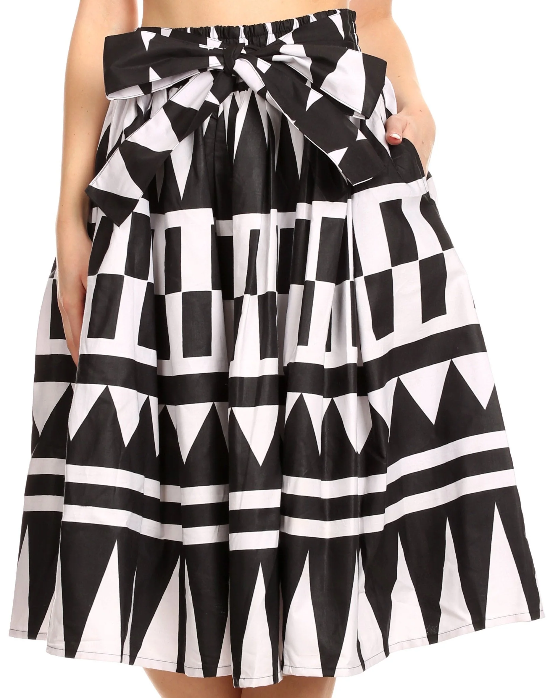 Sakkas Ama Women's Vintage Circle African Ankara Print Midi Skirt with Pockets - Image 11
