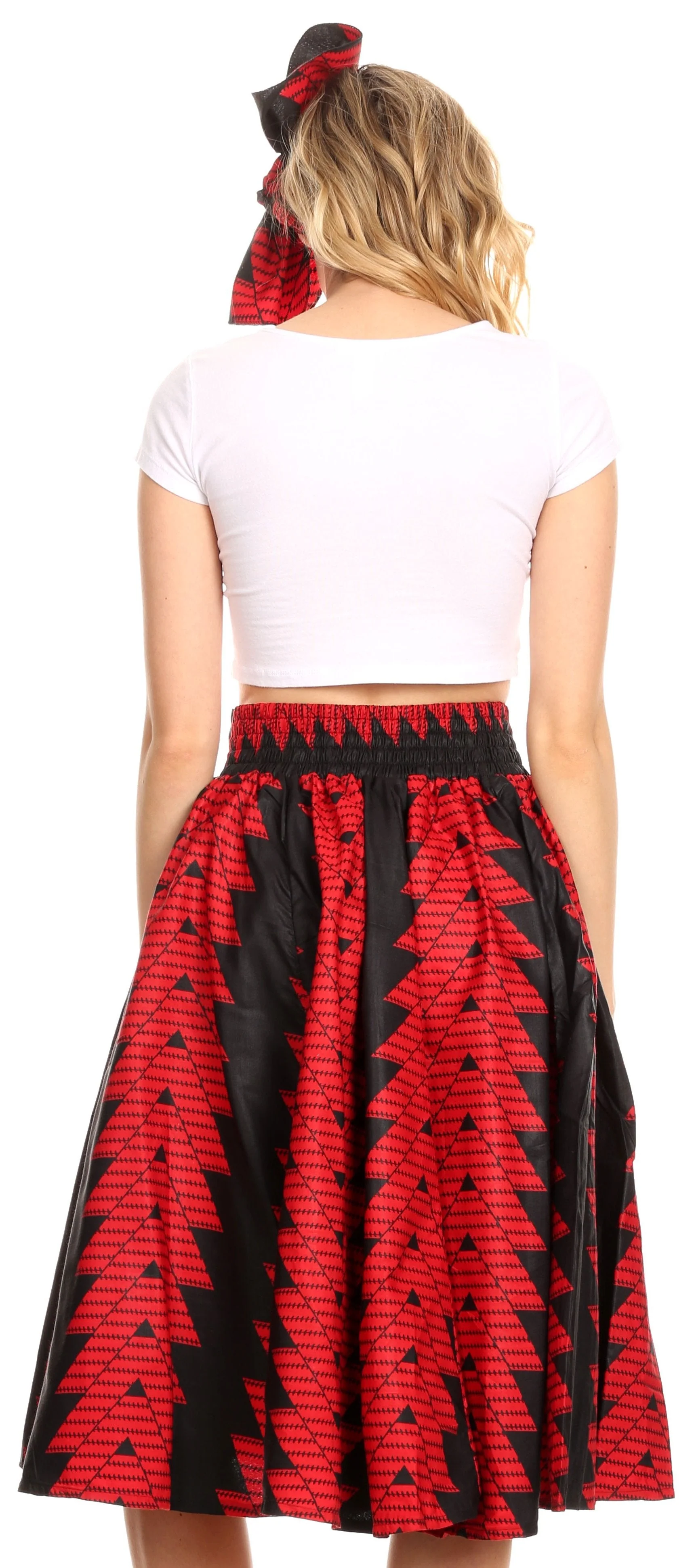 Sakkas Ama Women's Vintage Circle African Ankara Print Midi Skirt with Pockets - Image 17