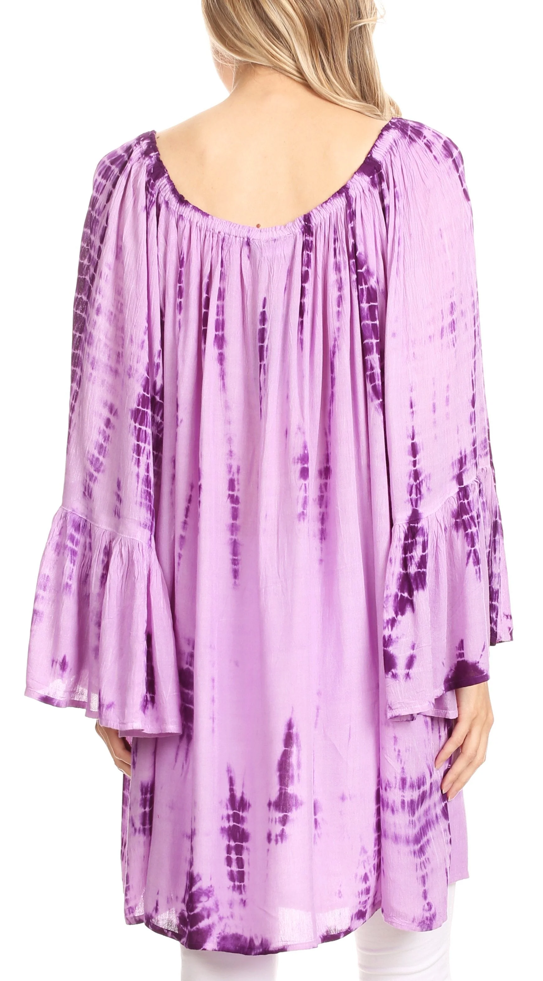 Sakkas Anna Casual Flowy Wide Neck 3/4 Sleeve Light Summer Boho Blouse Top - Image 47