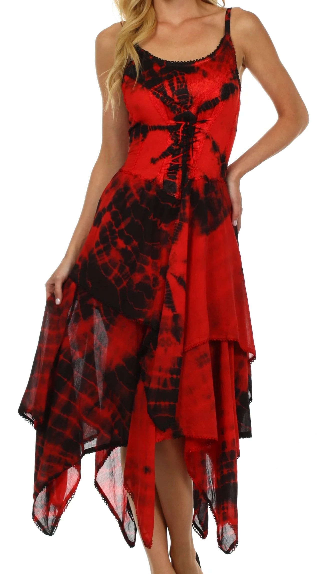 Sakkas Annabella Corset Bodice Handkerchief Hem Dress - Image 16