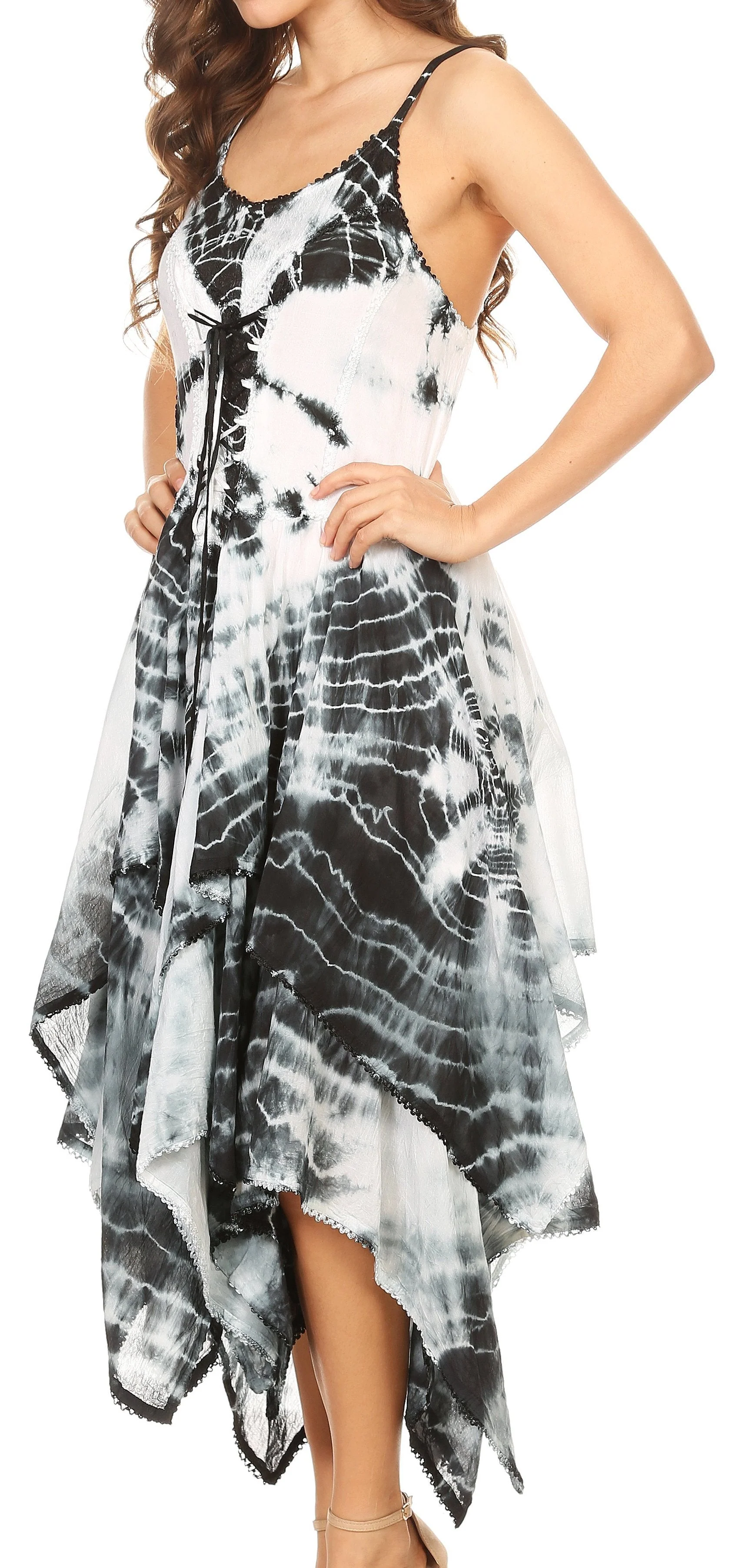 Sakkas Annabella Corset Bodice Handkerchief Hem Dress - Image 33