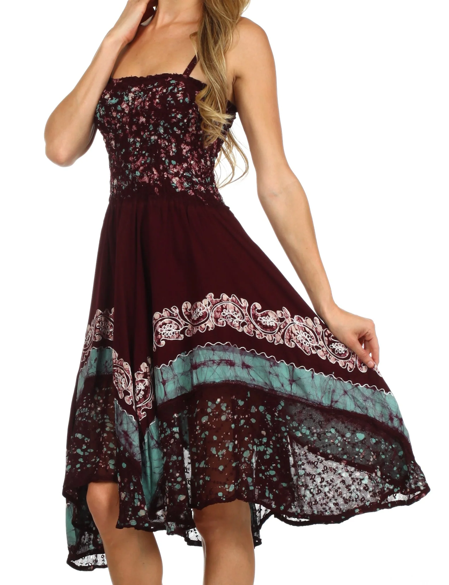 Sakkas Aphrodite Embroidered Batik Dress - Image 27