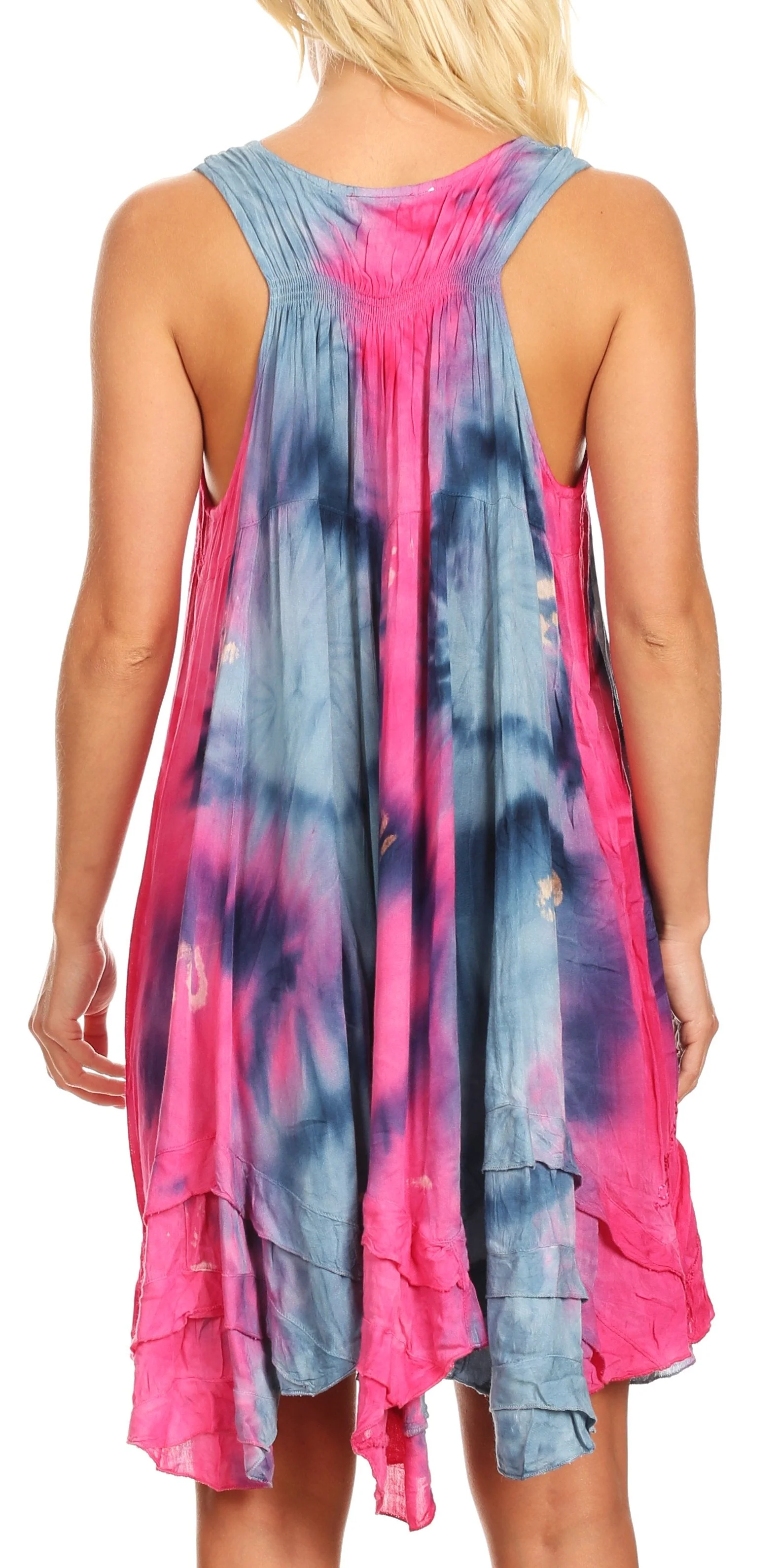 Sakkas Artemi Women's Casual Short Tie-dye Sleeveless Loose Tank Dress Cover-up - Image 17