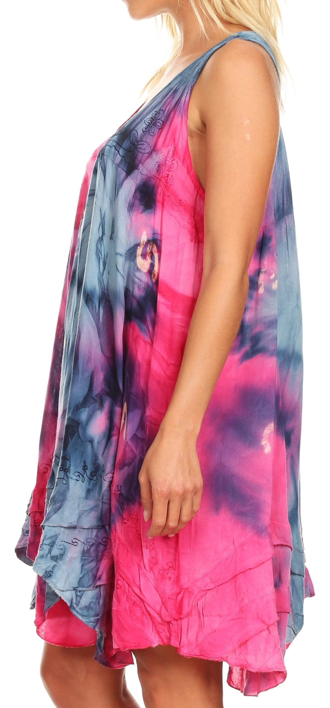Sakkas Artemi Women's Casual Short Tie-dye Sleeveless Loose Tank Dress Cover-up - Image 19
