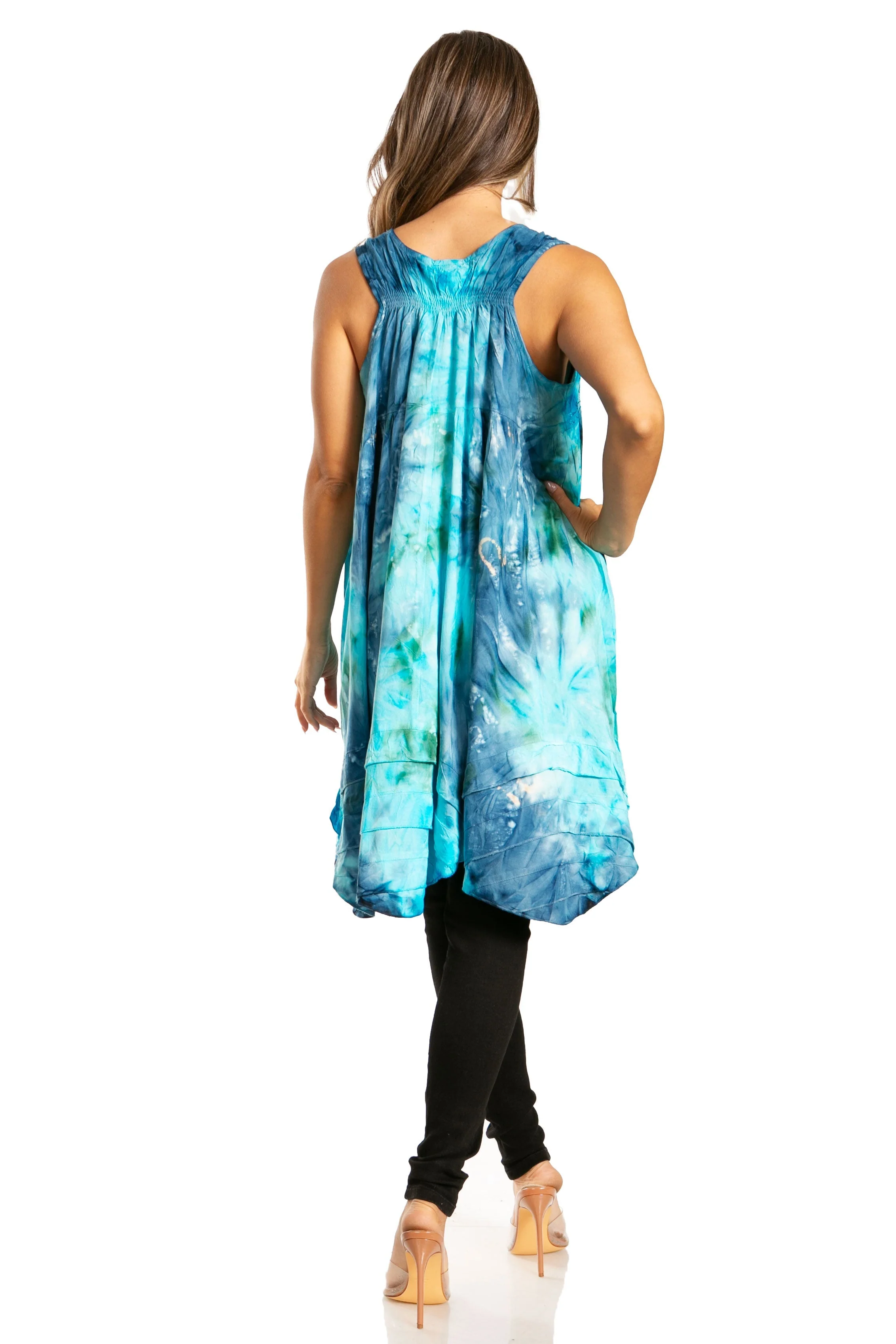 Sakkas Artemi Women's Casual Short Tie-dye Sleeveless Loose Tank Dress Cover-up - Image 22