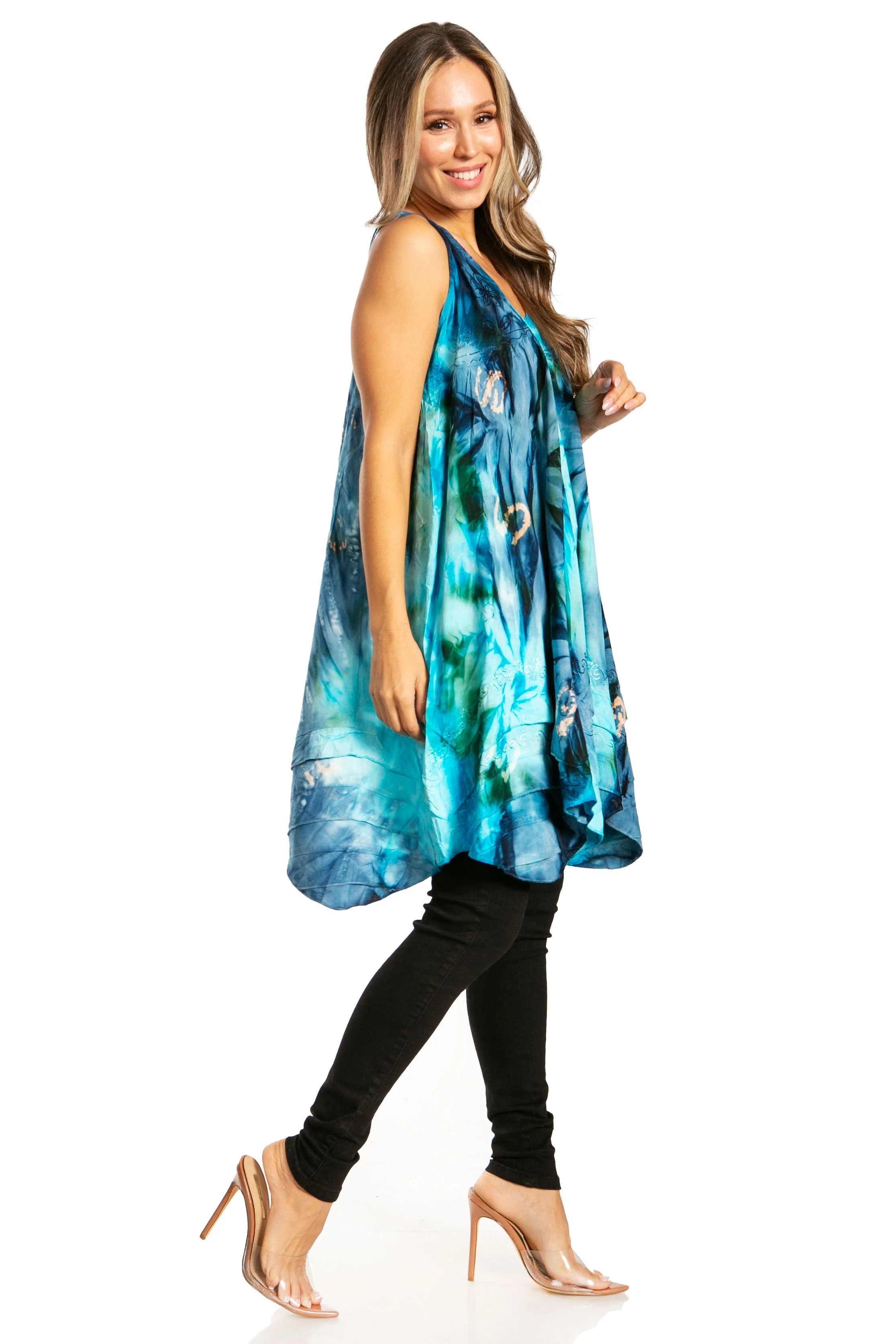 Sakkas Artemi Women's Casual Short Tie-dye Sleeveless Loose Tank Dress Cover-up - Image 24