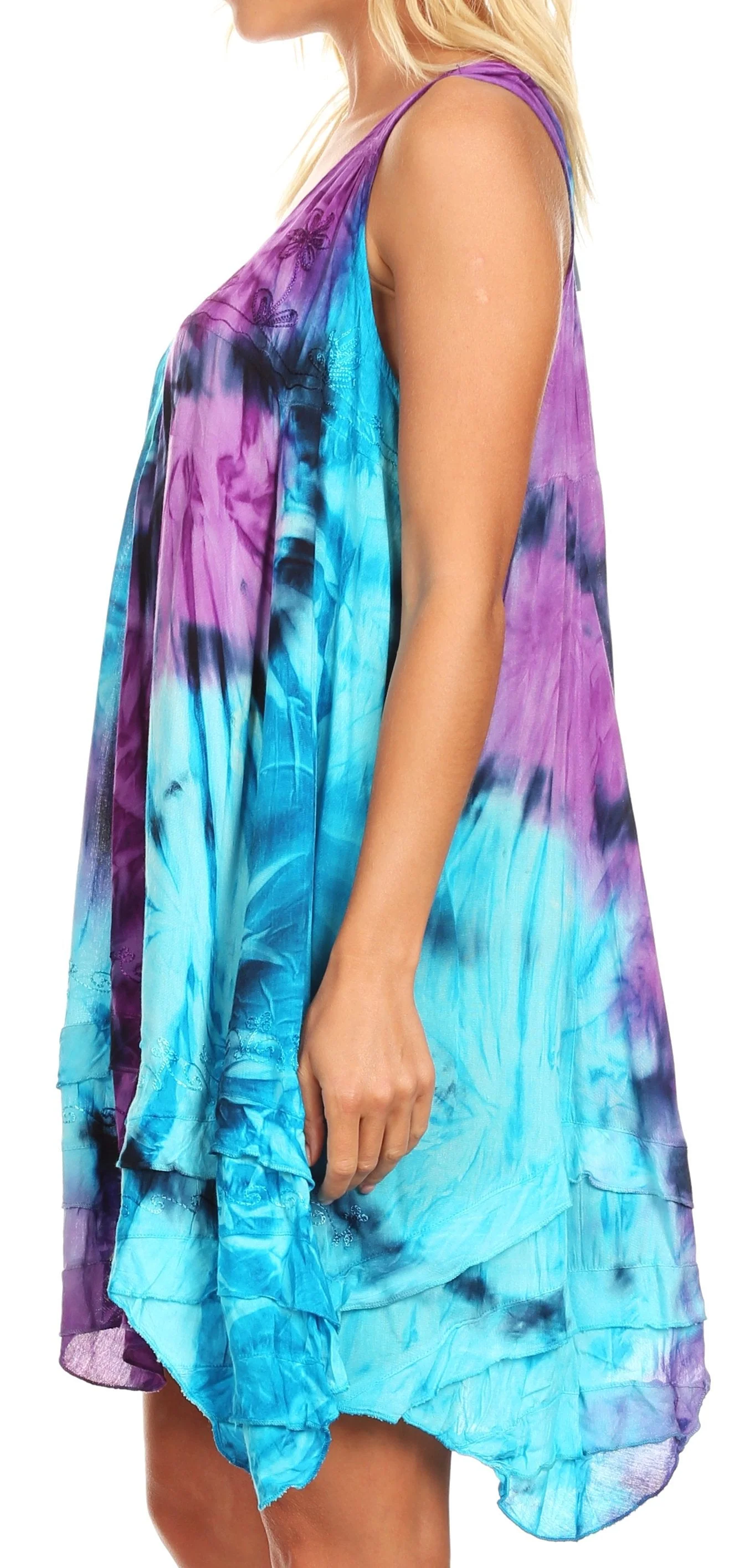 Sakkas Artemi Women's Casual Short Tie-dye Sleeveless Loose Tank Dress Cover-up - Image 28