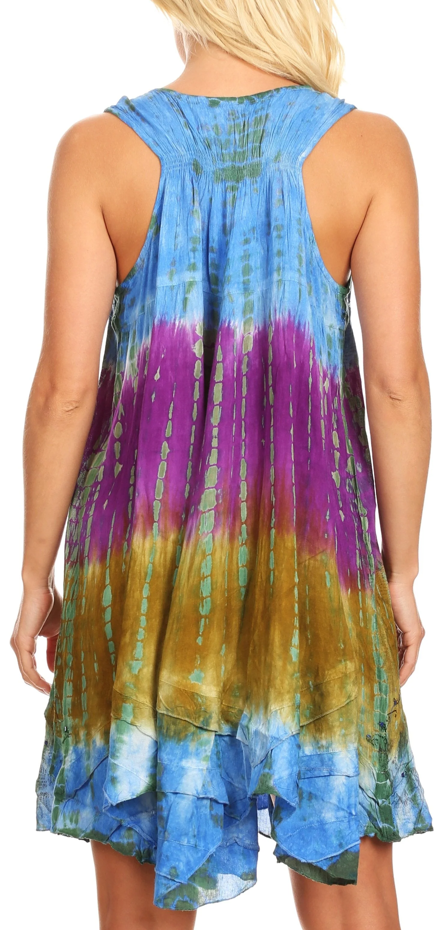 Sakkas Artemi Women's Casual Short Tie-dye Sleeveless Loose Tank Dress Cover-up - Image 32