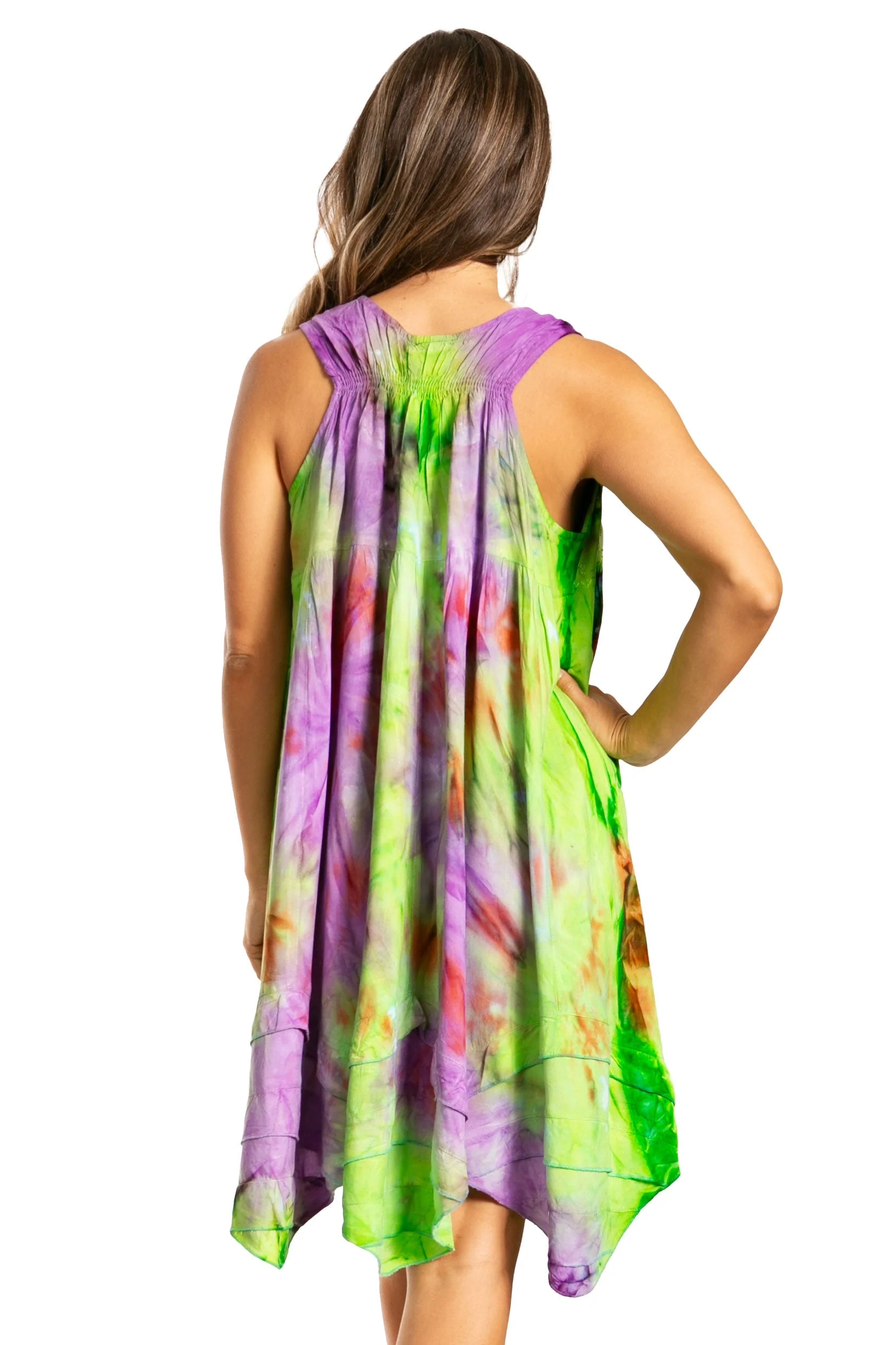 Sakkas Artemi Women's Casual Short Tie-dye Sleeveless Loose Tank Dress Cover-up - Image 7