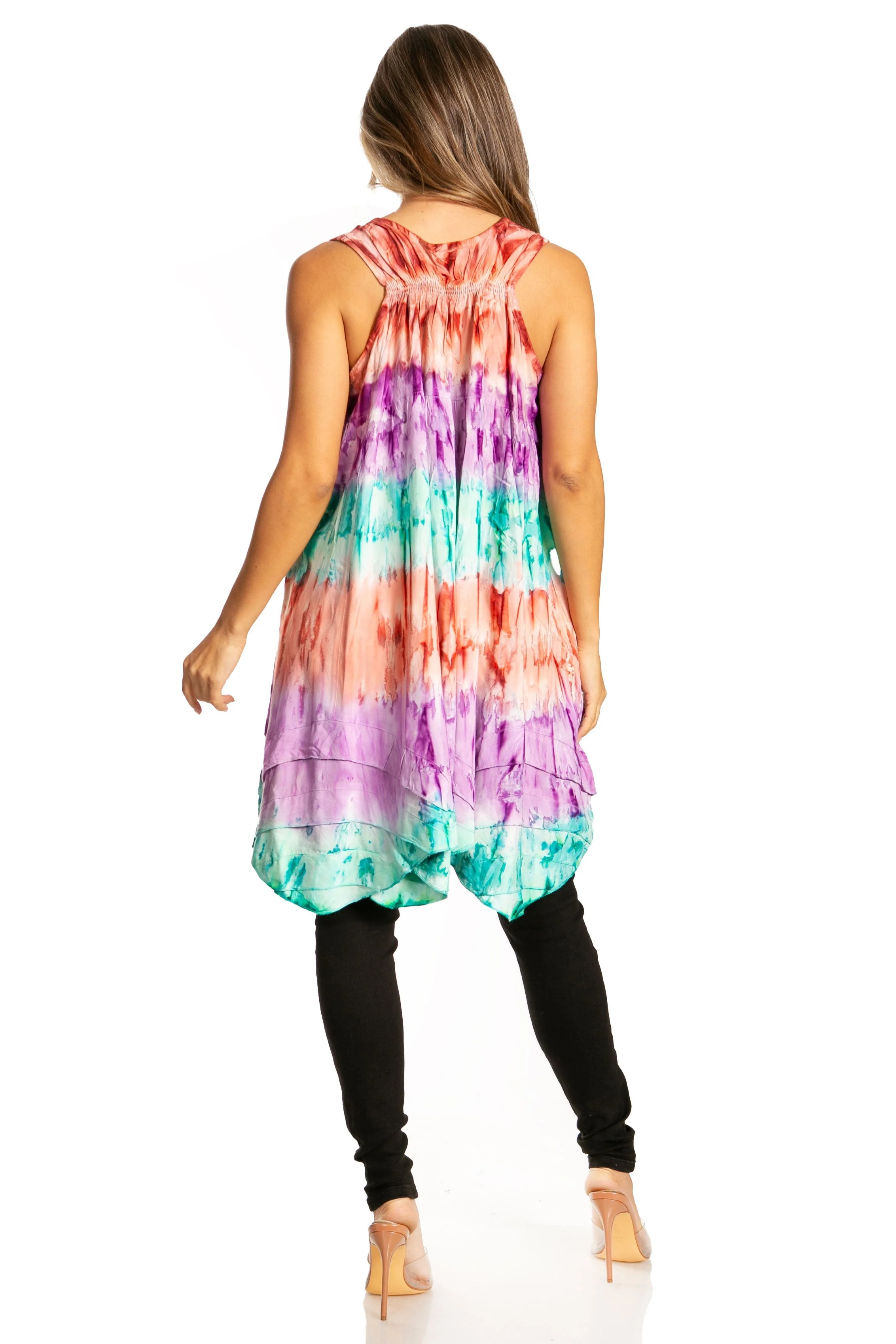 Sakkas Artemi Women's Casual Short Tie-dye Sleeveless Loose Tank Dress Cover-up - Image 72
