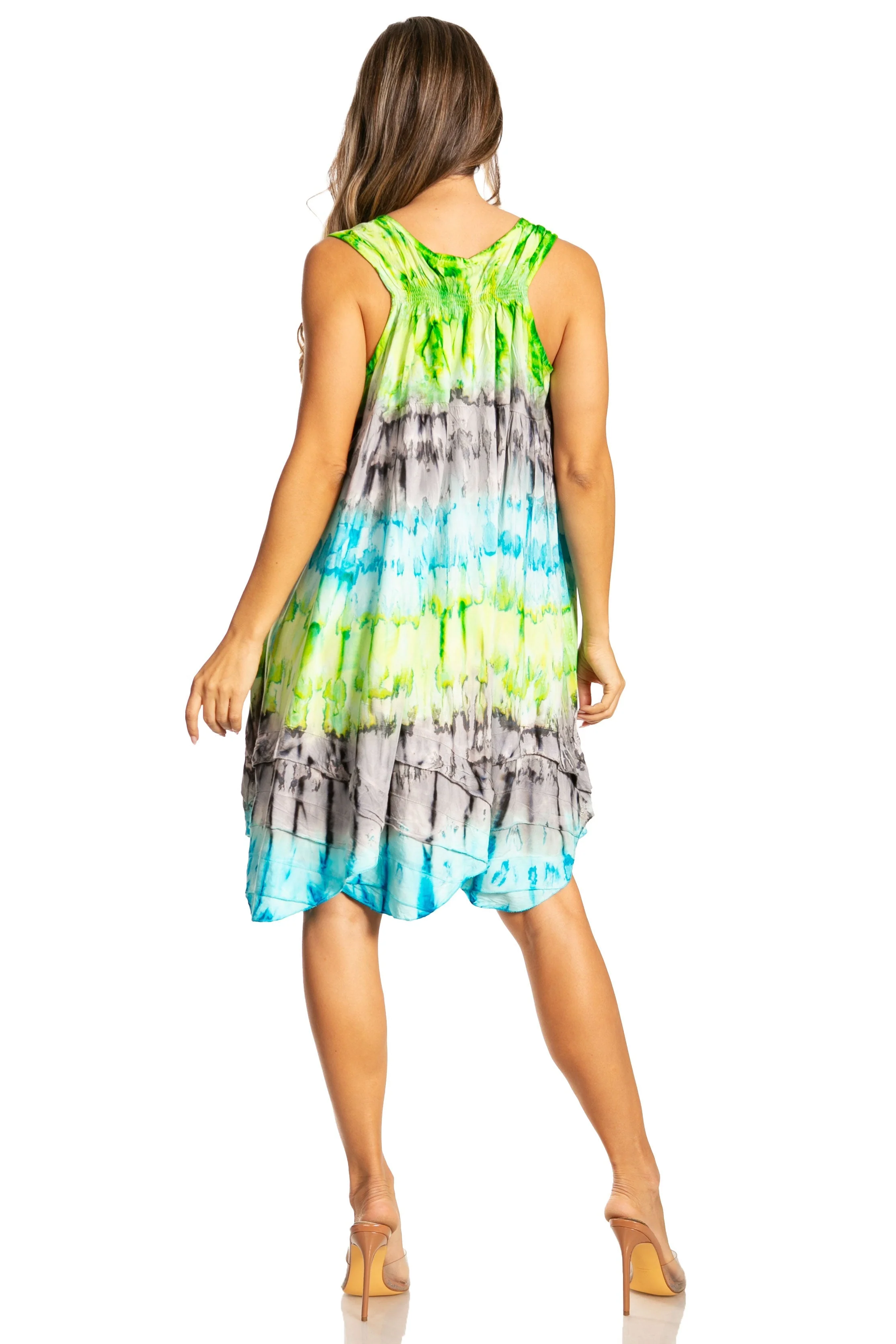 Sakkas Artemi Women's Casual Short Tie-dye Sleeveless Loose Tank Dress Cover-up - Image 82