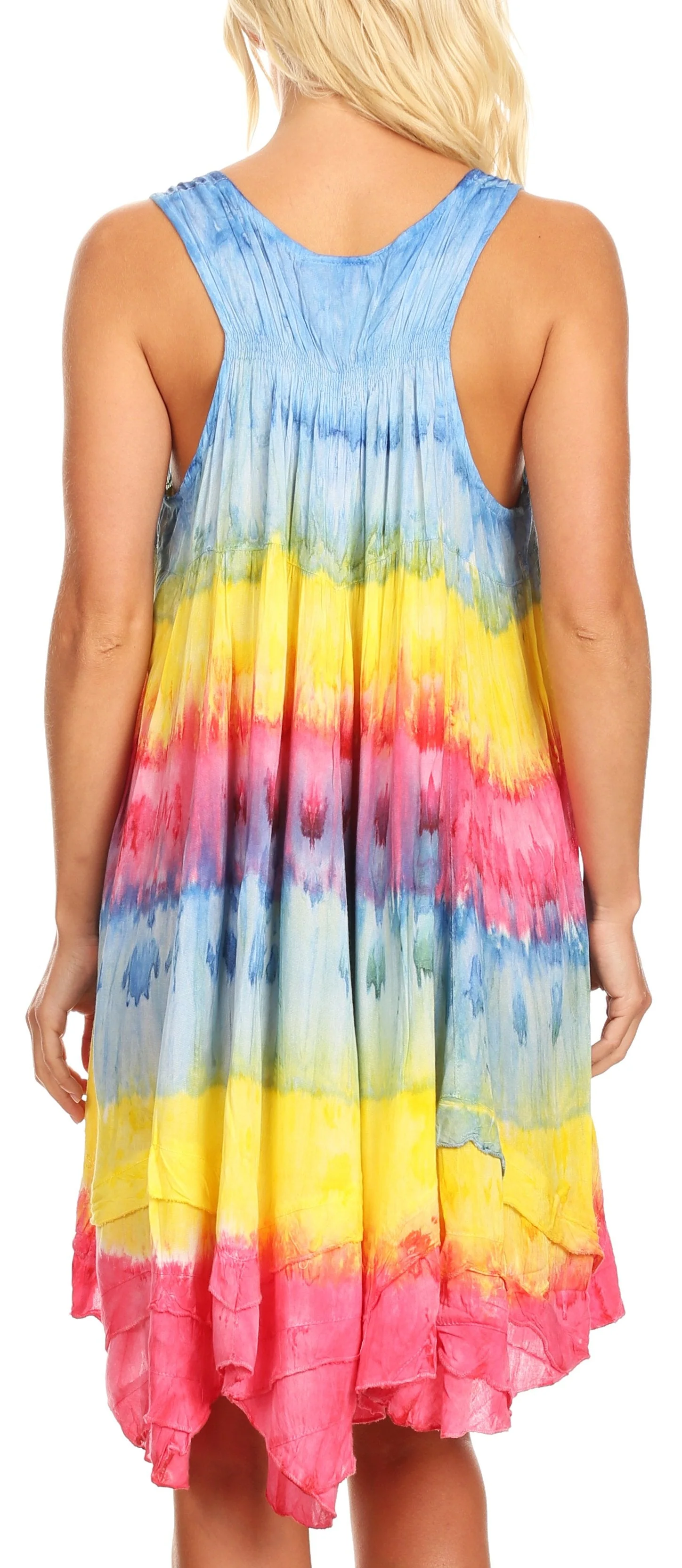 Sakkas Artemi Women's Casual Short Tie-dye Sleeveless Loose Tank Dress Cover-up - Image 92