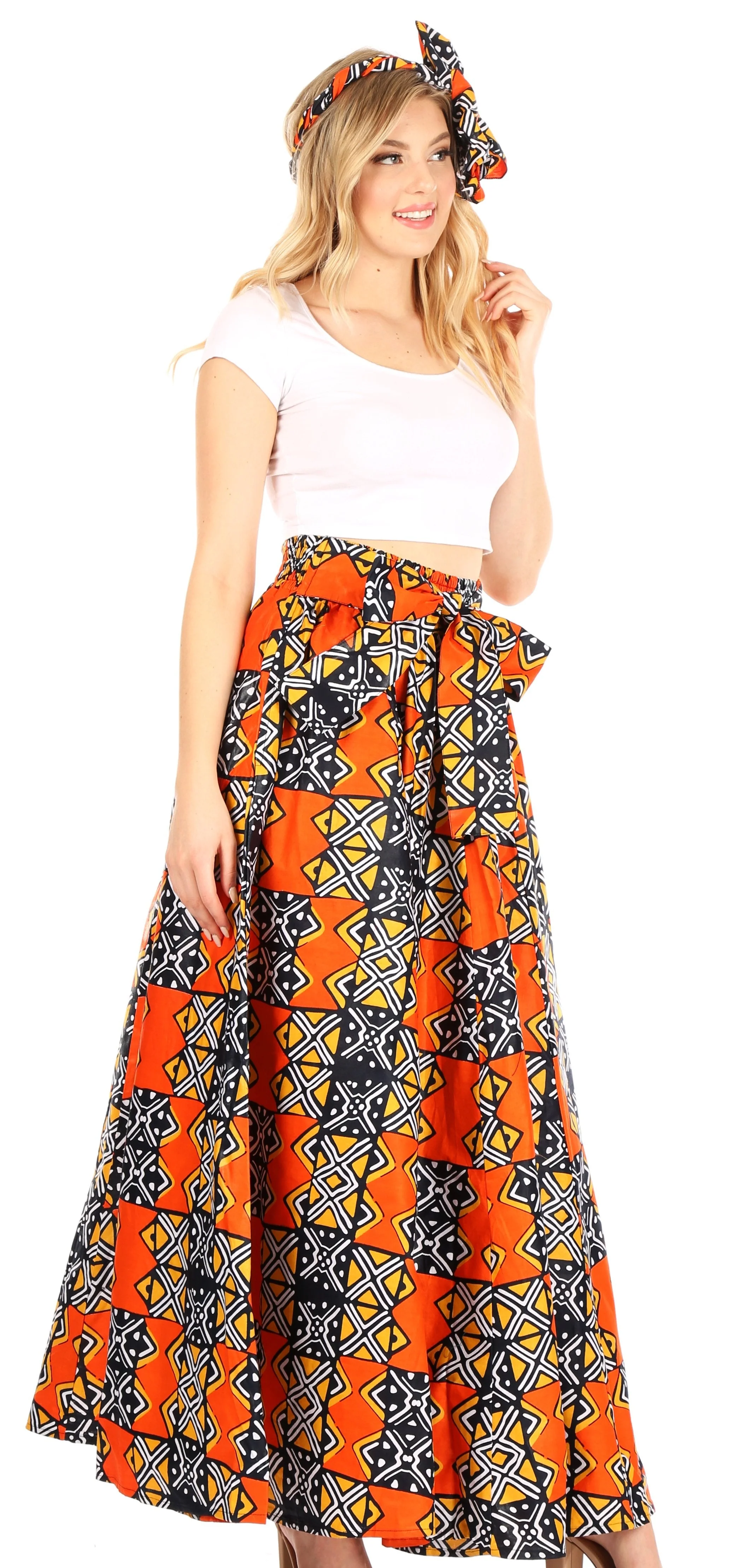 Sakkas Asma Convertible Traditional Wax Print Adjustable Strap Maxi Skirt | Dress - Image 111