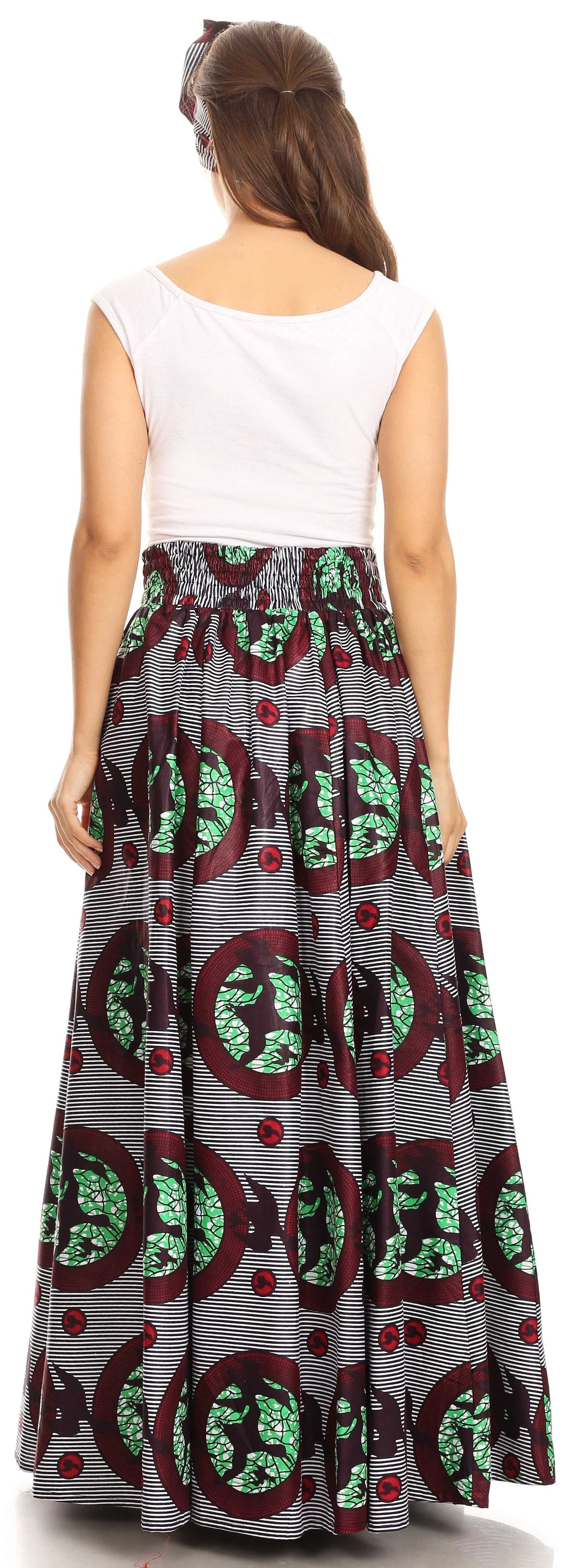 Sakkas Asma Convertible Traditional Wax Print Adjustable Strap Maxi Skirt | Dress - Image 13