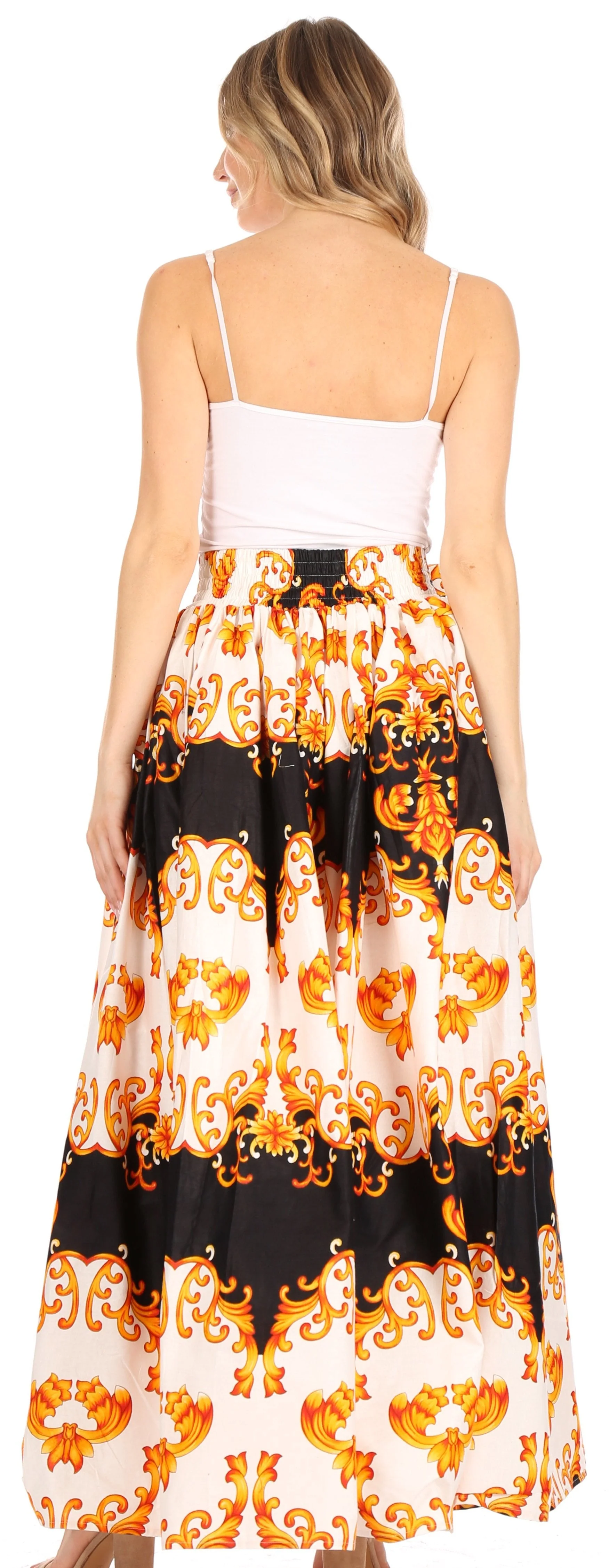 Sakkas Asma Convertible Traditional Wax Print Adjustable Strap Maxi Skirt | Dress - Image 136