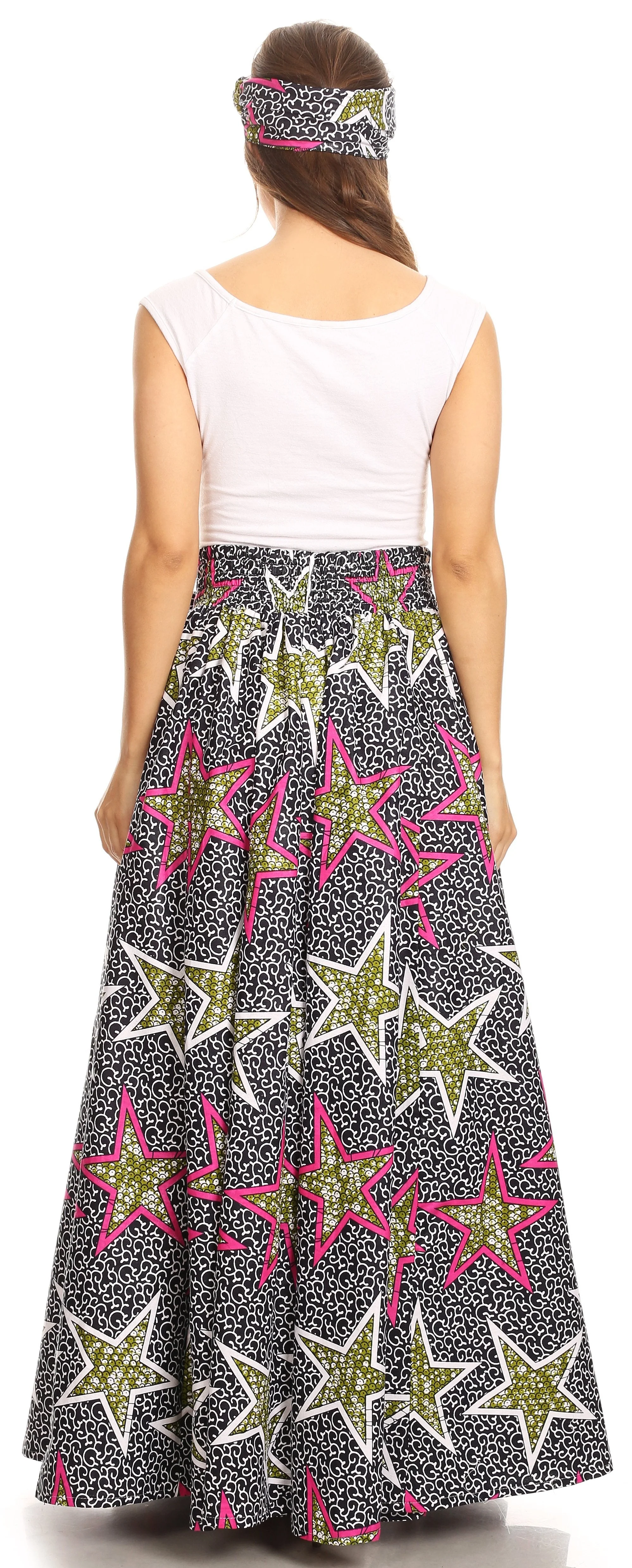 Sakkas Asma Convertible Traditional Wax Print Adjustable Strap Maxi Skirt | Dress - Image 15