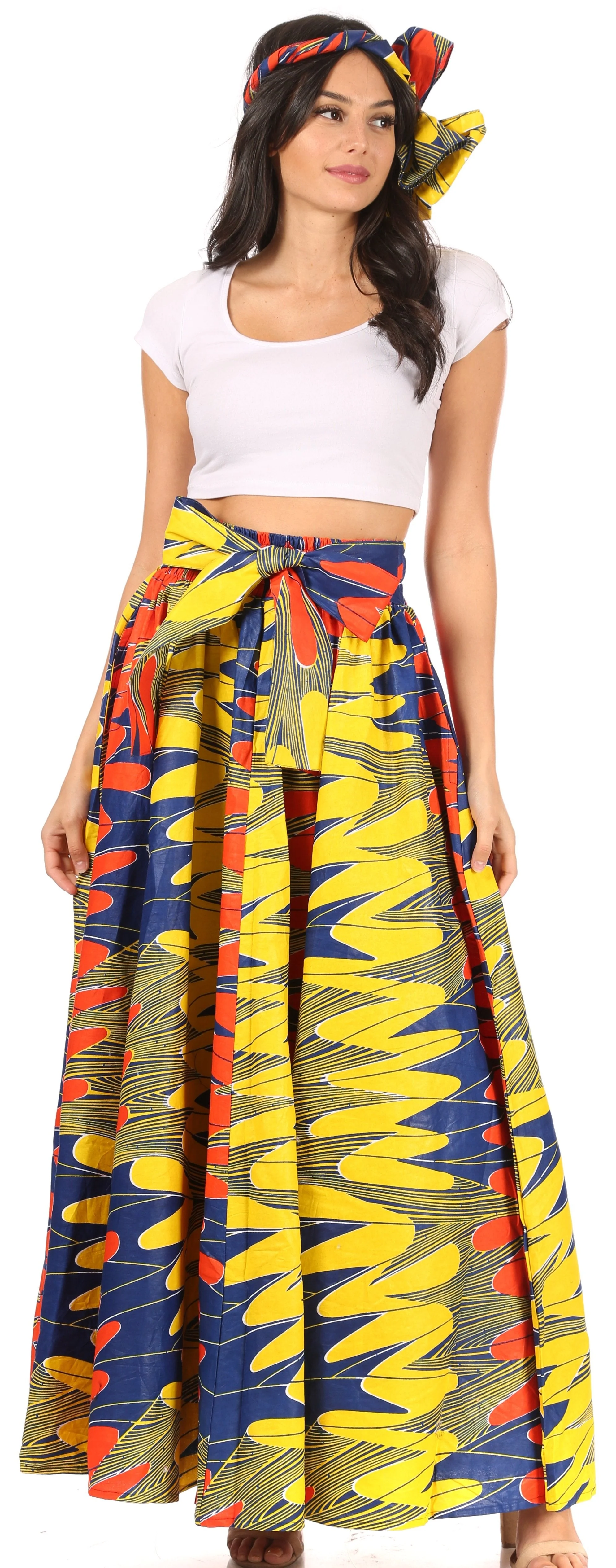 Sakkas Asma Convertible Traditional Wax Print Adjustable Strap Maxi Skirt | Dress - Image 157