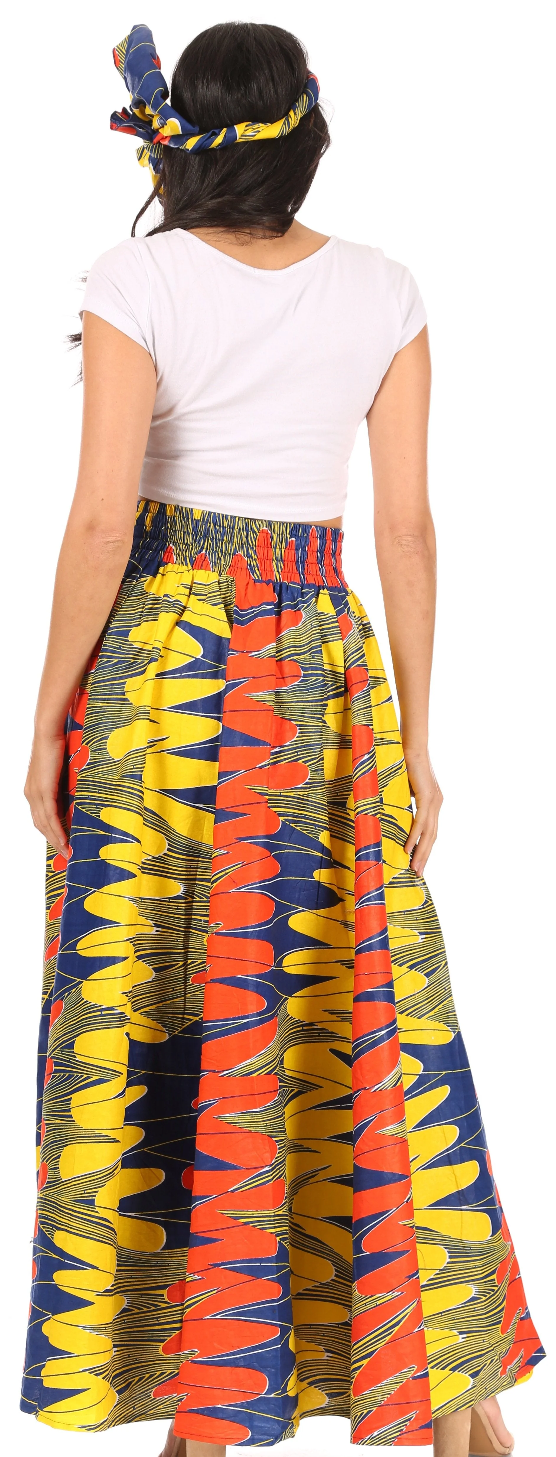 Sakkas Asma Convertible Traditional Wax Print Adjustable Strap Maxi Skirt | Dress - Image 158