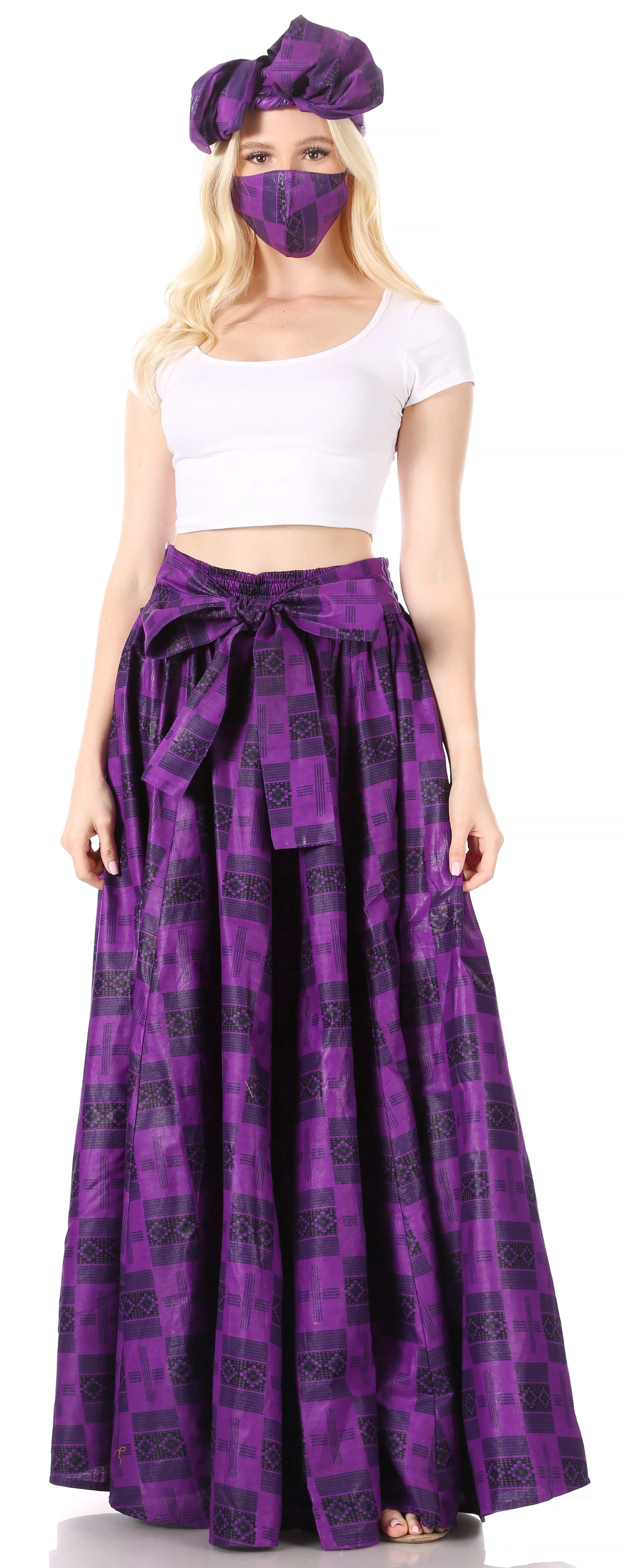 Sakkas Asma Convertible Traditional Wax Print Adjustable Strap Maxi Skirt | Dress - Image 173