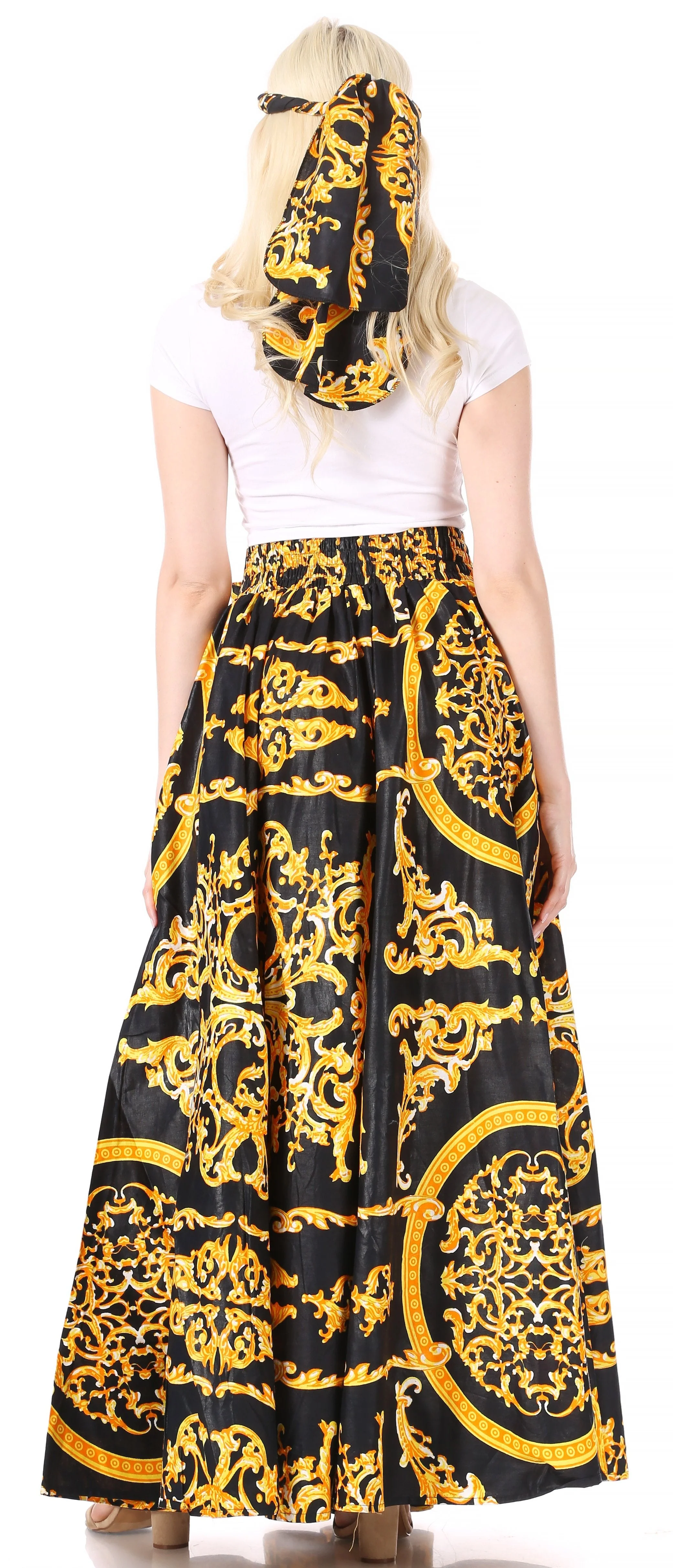 Sakkas Asma Convertible Traditional Wax Print Adjustable Strap Maxi Skirt | Dress - Image 194