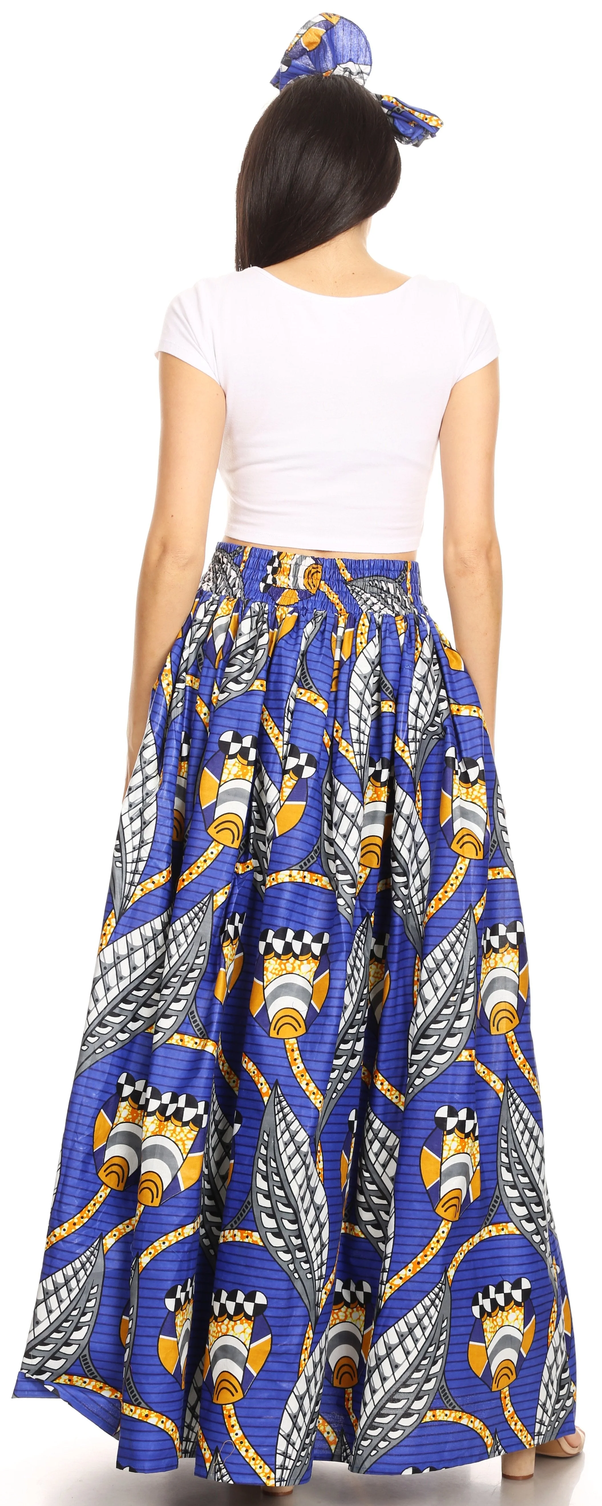 Sakkas Asma Convertible Traditional Wax Print Adjustable Strap Maxi Skirt | Dress - Image 40