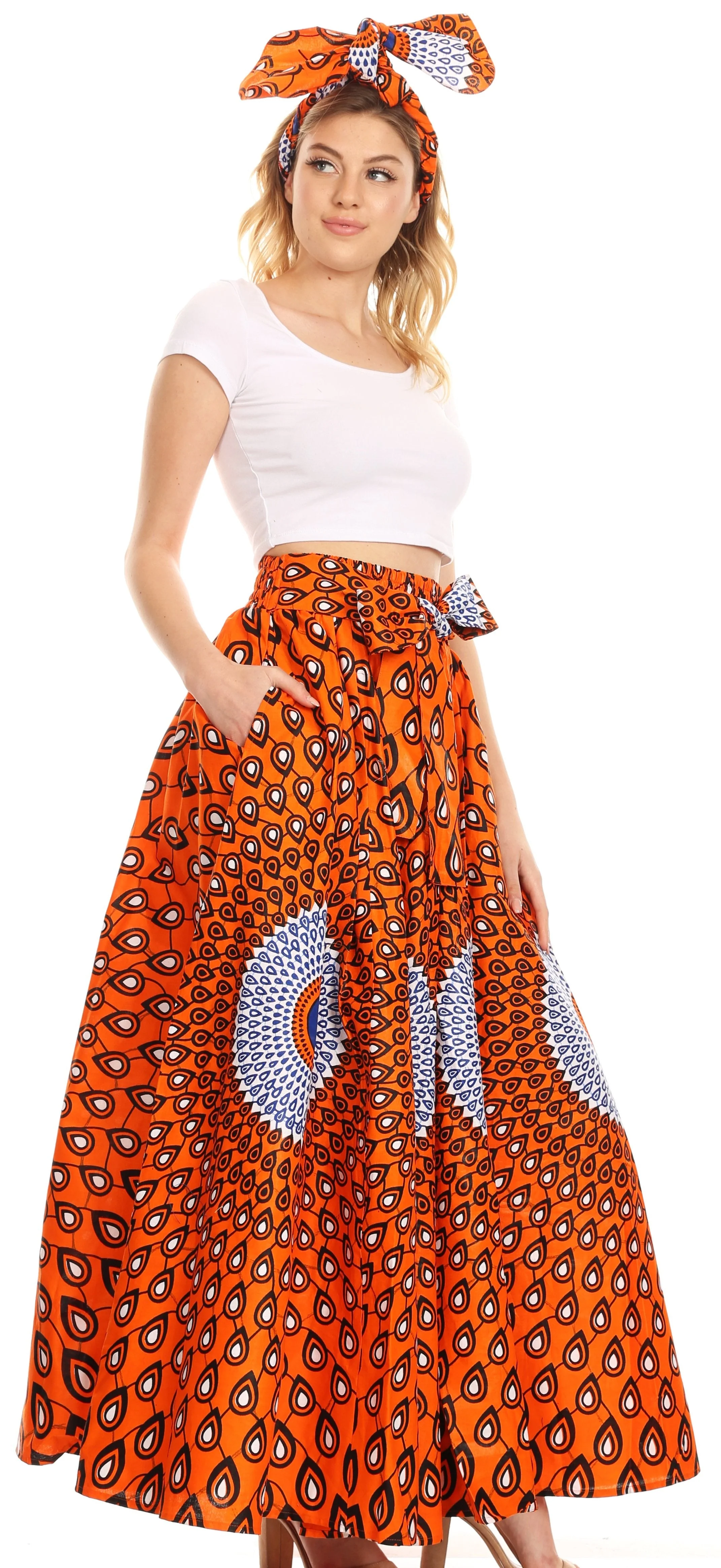 Sakkas Asma Convertible Traditional Wax Print Adjustable Strap Maxi Skirt | Dress - Image 47