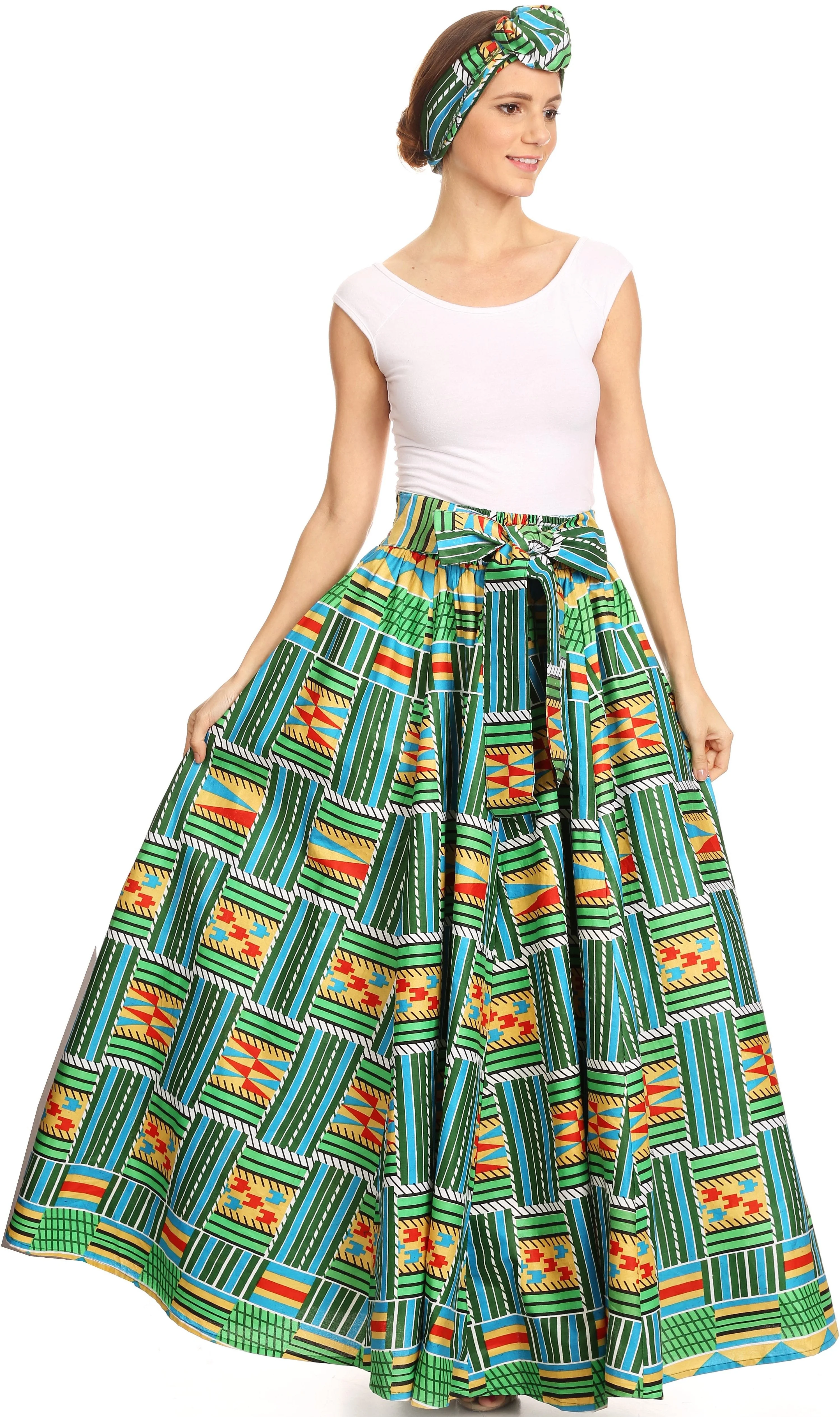 Sakkas Asma Convertible Traditional Wax Print Adjustable Strap Maxi Skirt | Dress - Image 5