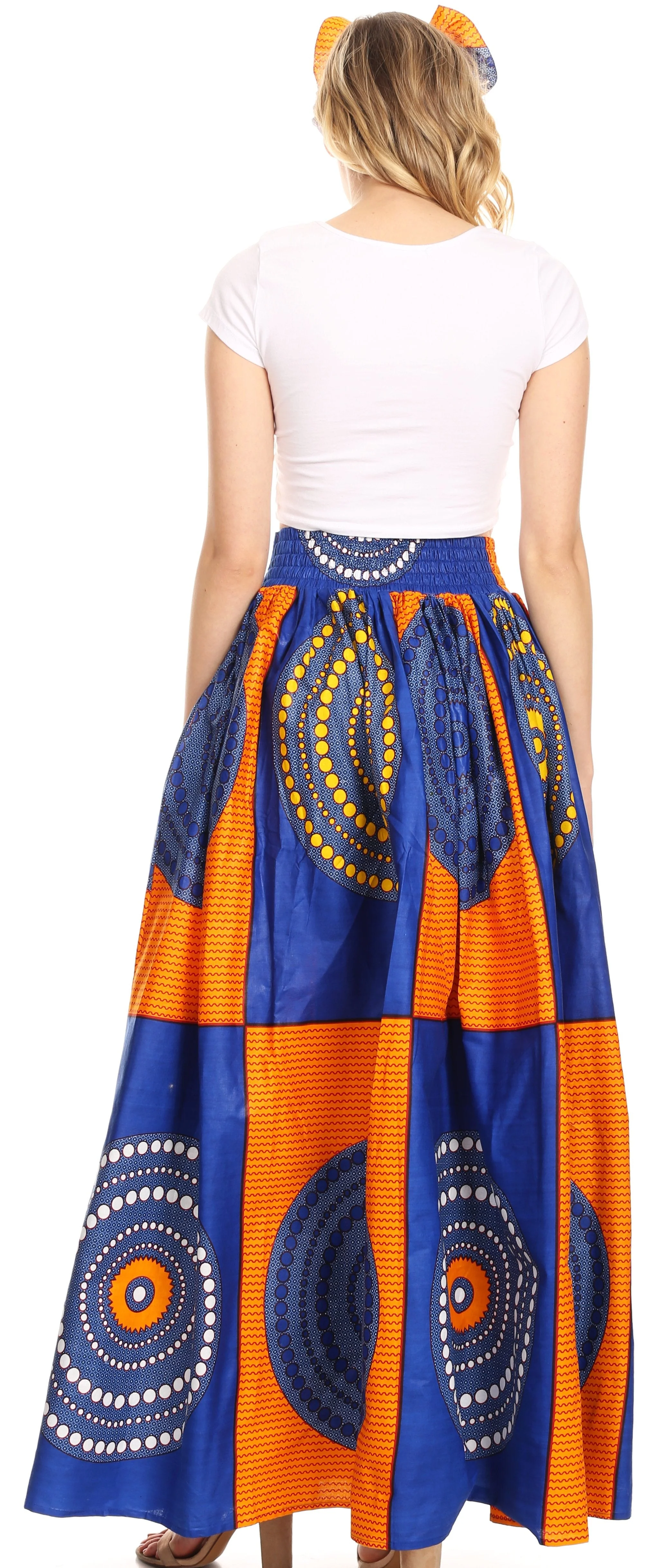 Sakkas Asma Convertible Traditional Wax Print Adjustable Strap Maxi Skirt | Dress - Image 52